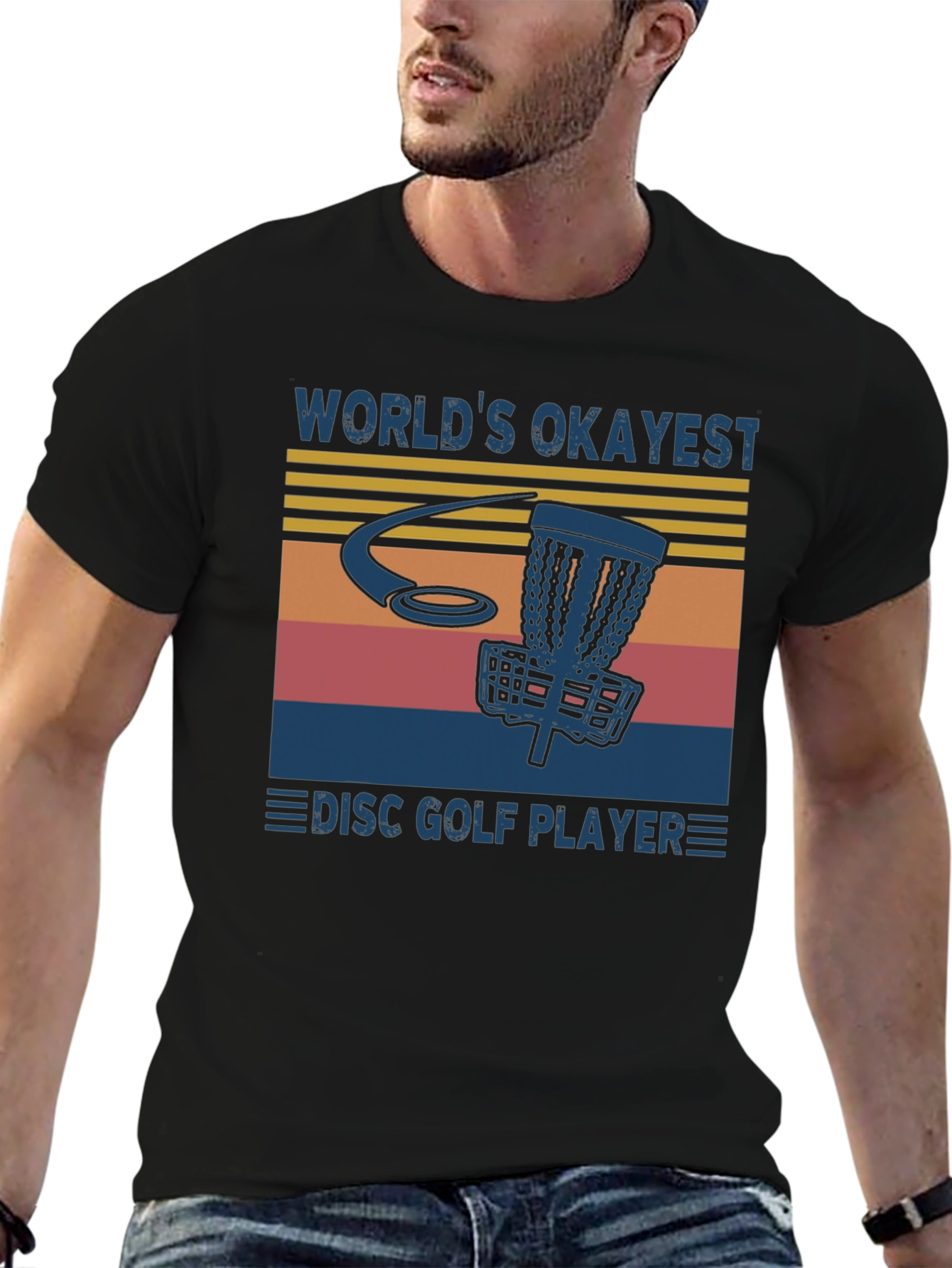 Black World's Okayest Disc Golf Player T-Shirt view 6