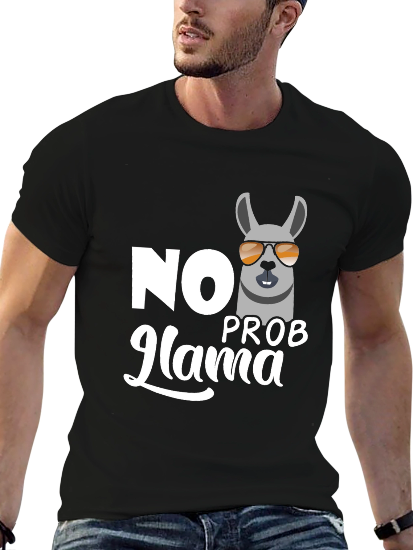 Black No Prob-llama Graphic T-Shirt view 6