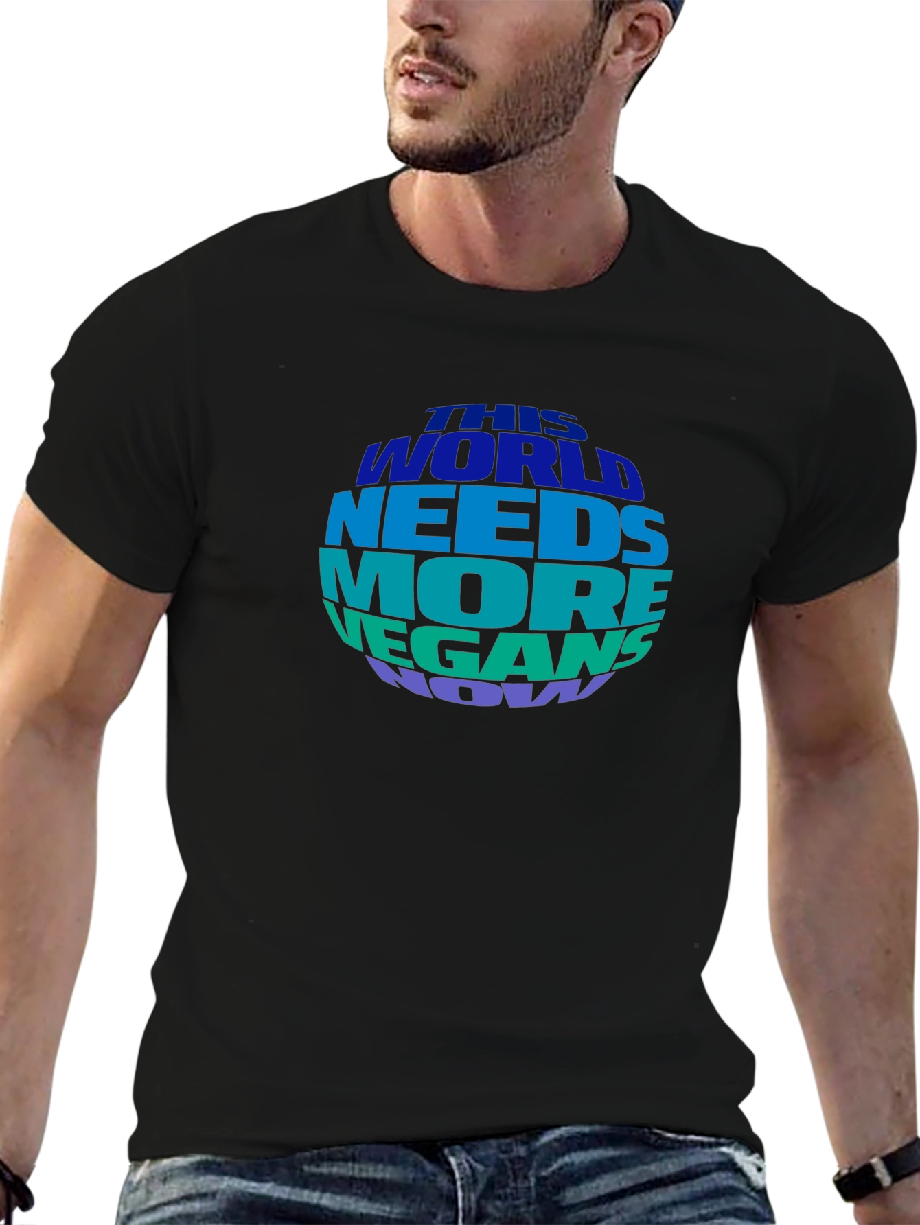 Black Vegan T-Shirt - This World Needs More Vegans Now view 6