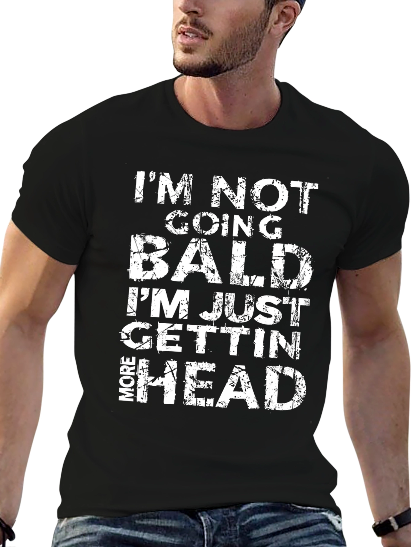 Black I'm Not Going Bald T-Shirt: More Head Funny Tee view 6