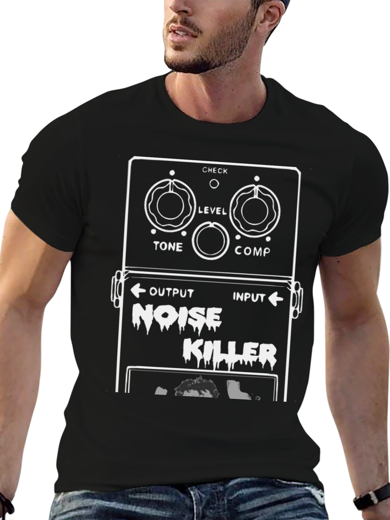 Black Noise Killer T-Shirt - Guitar Pedal Graphic Tee view 6