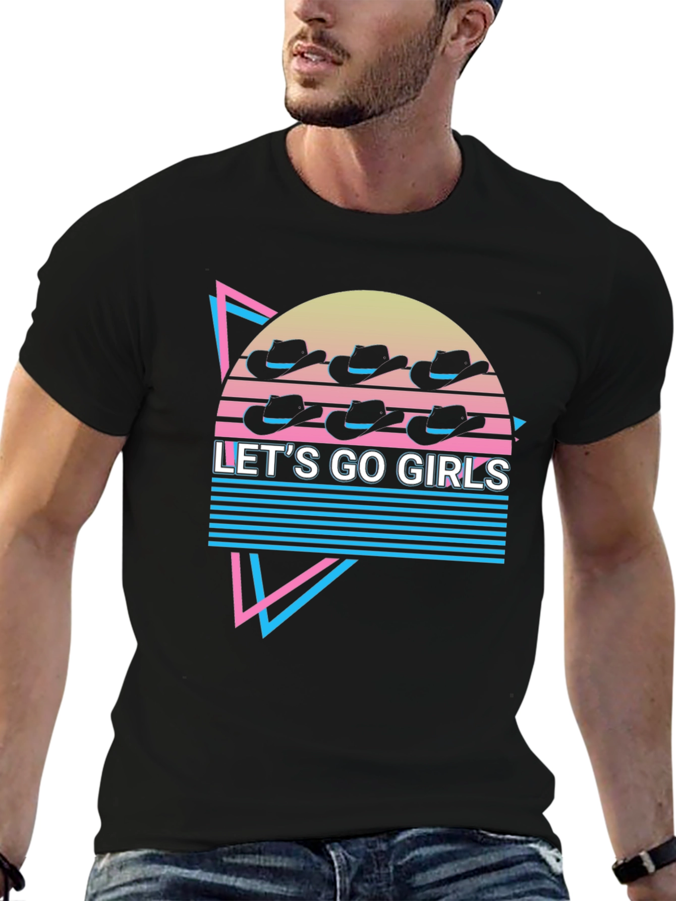 Black Retro Let's Go Girls T-Shirt view 6