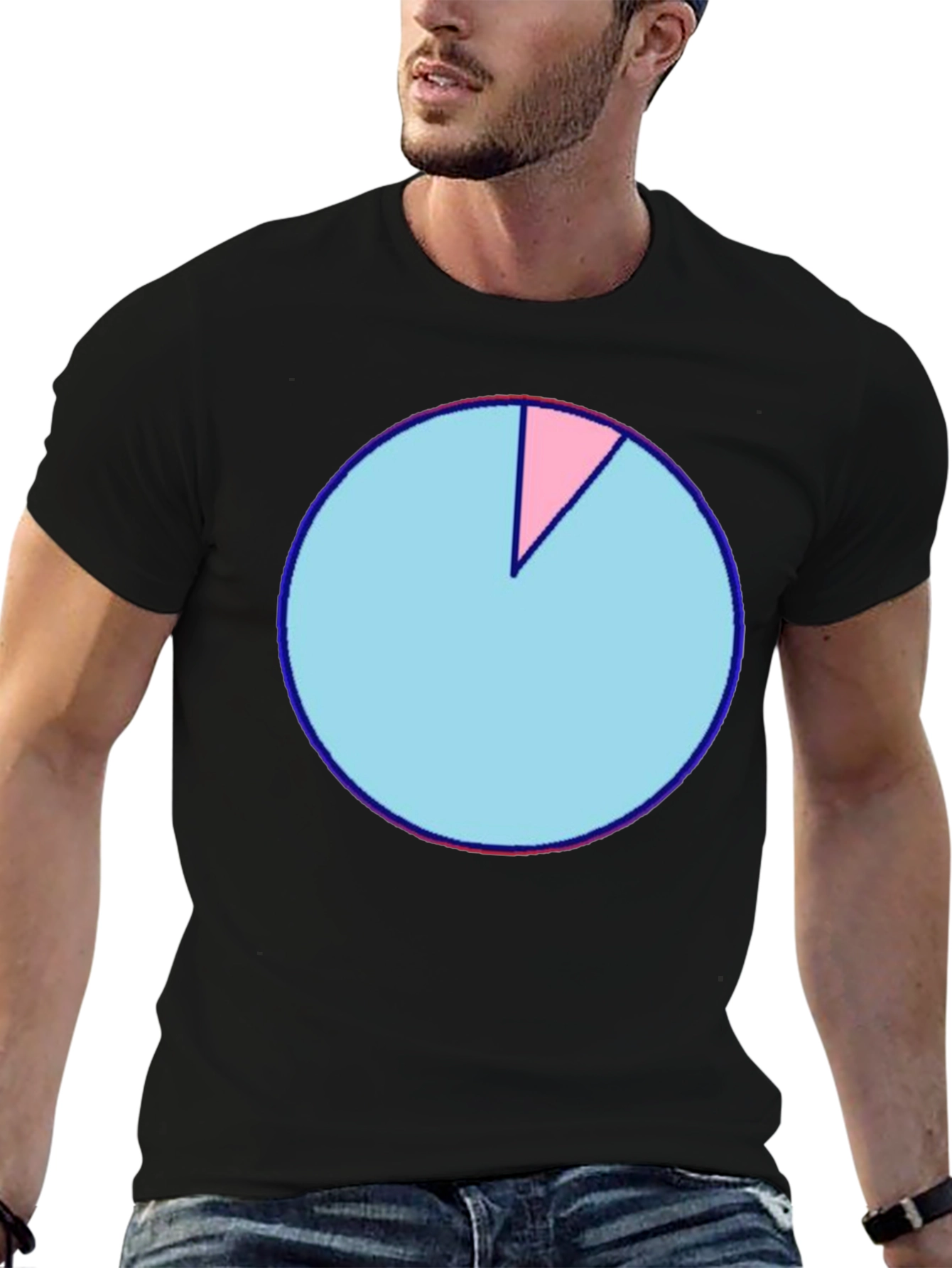 Black Pie Chart Graphic T-Shirt - Soft Cotton Blend, Casual Wear view 6