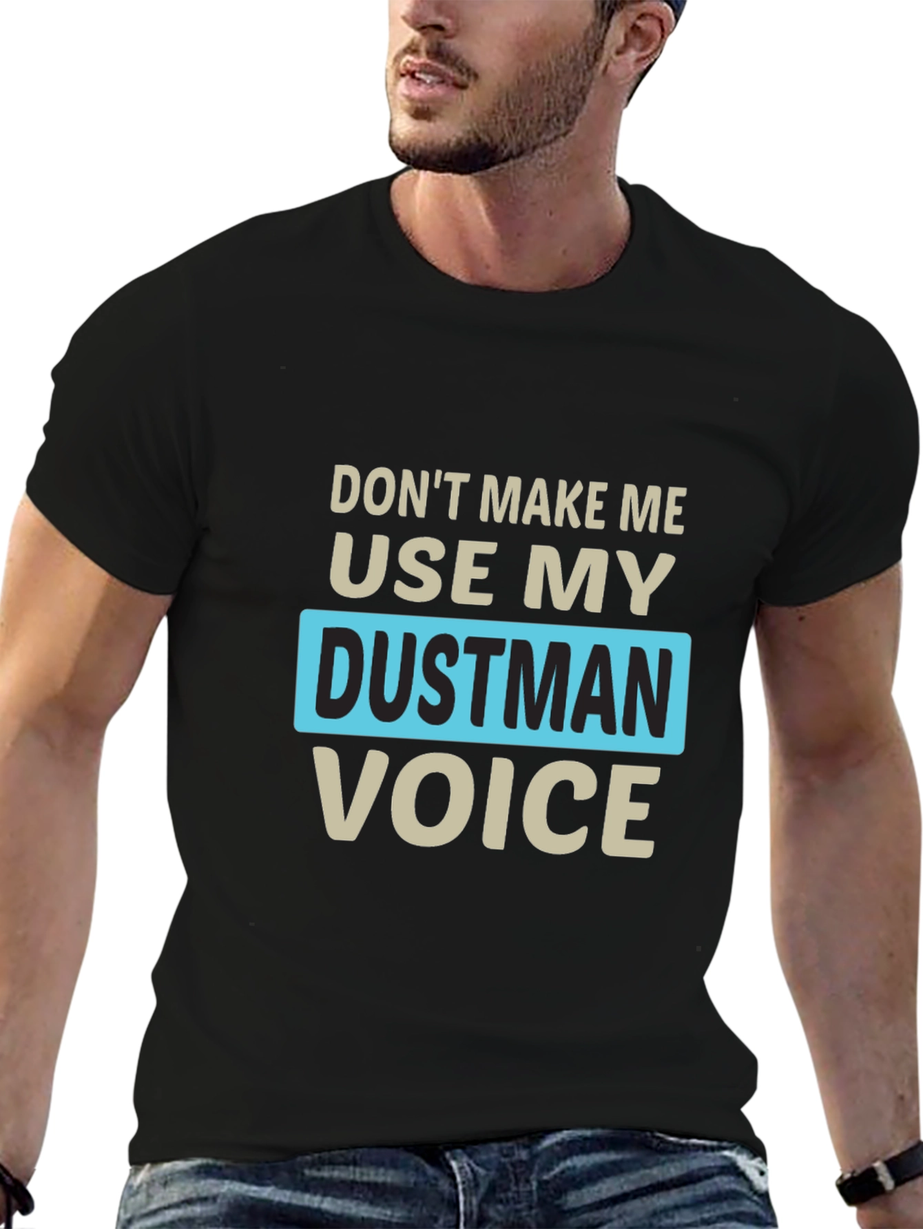 Black Dustman Voice Novelty T-Shirt - Funny Slogan Tee view 6
