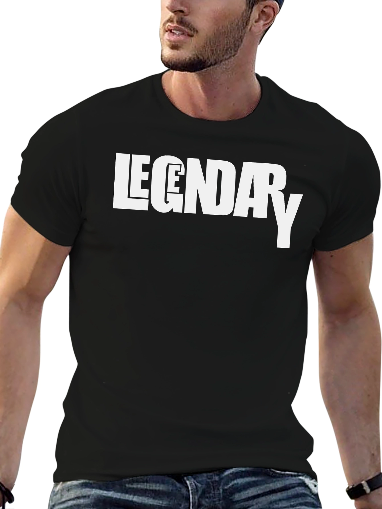 Black Legendary Graphic Tee - Black Cotton T-Shirt view 6