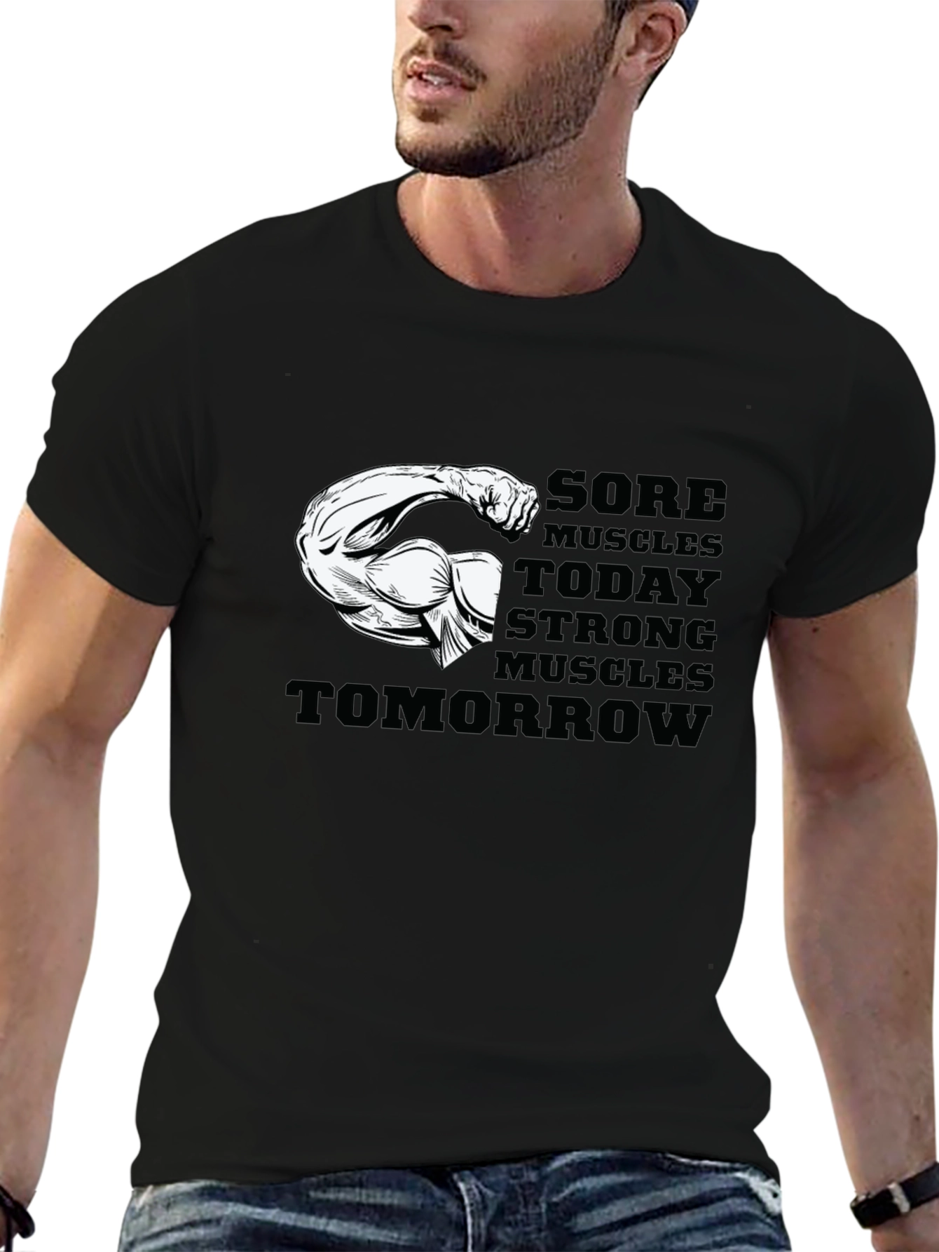 Black Sore Muscles Strong Muscles T-Shirt view 6