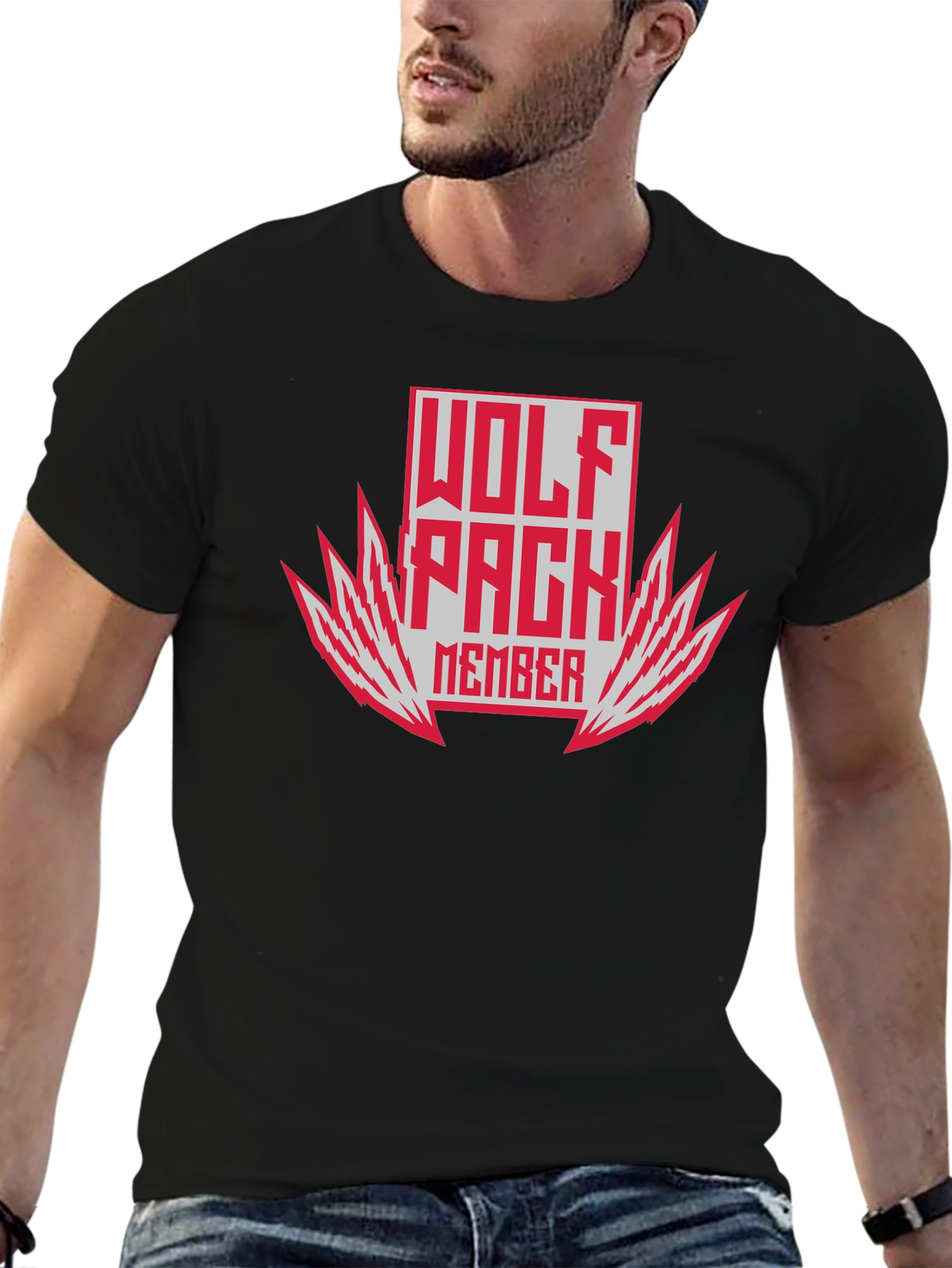 Black Wolf Pack Member Graphic Tee - Bold Style! view 6