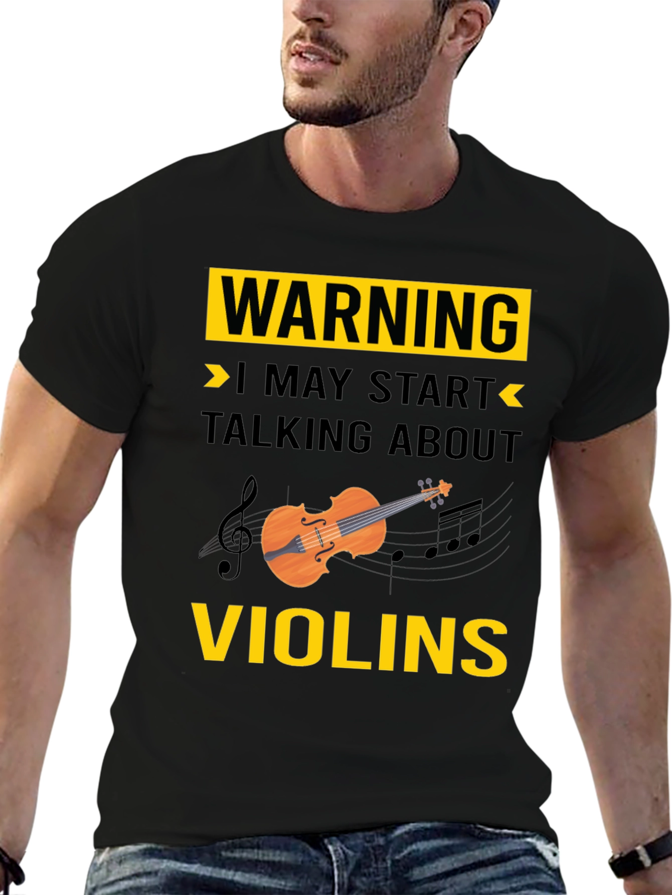 Black Warning: I May Start Talking About Violins T-Shirt view 6