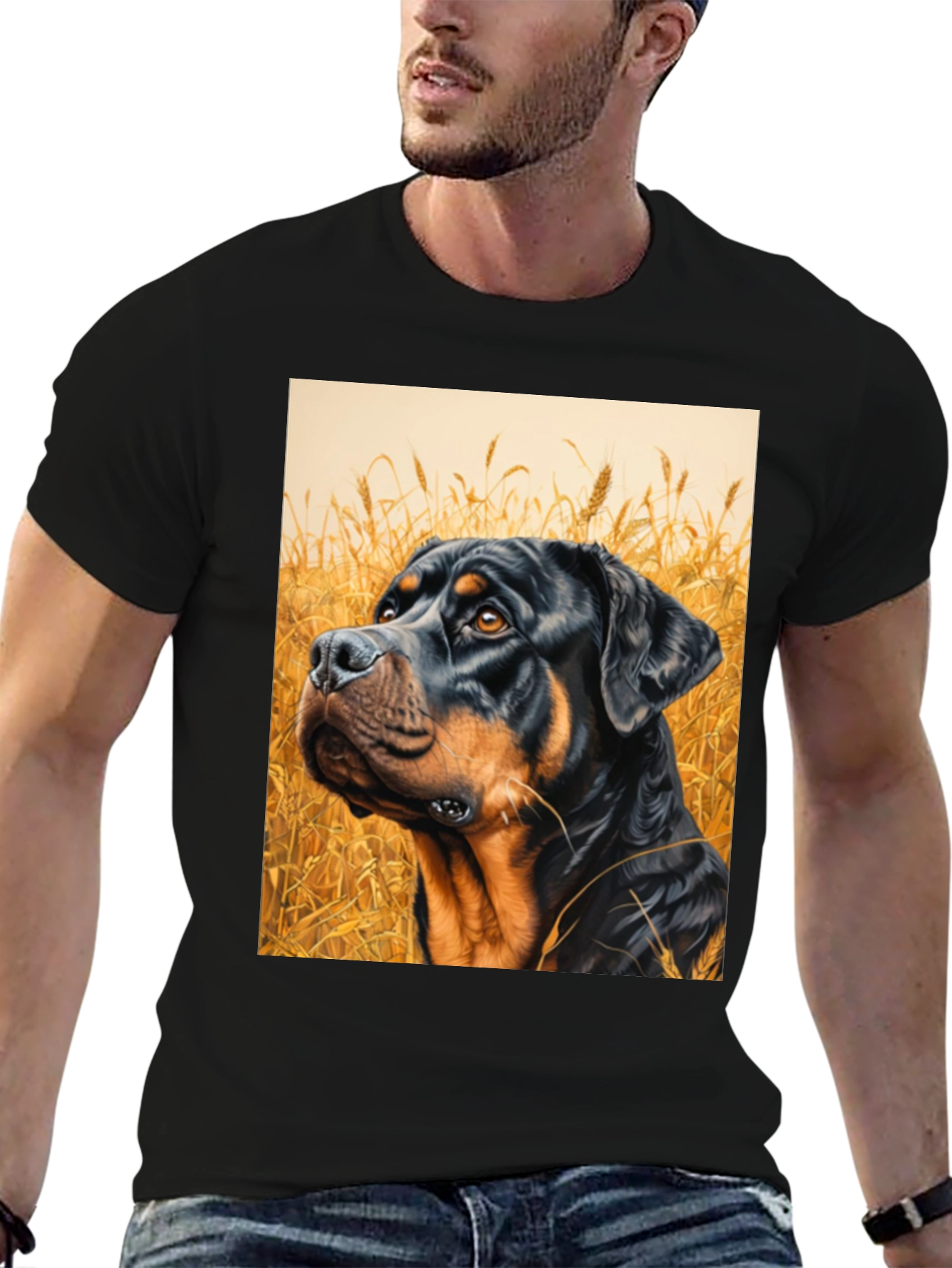Rottweiler Dog Art Black T-Shirt - 6