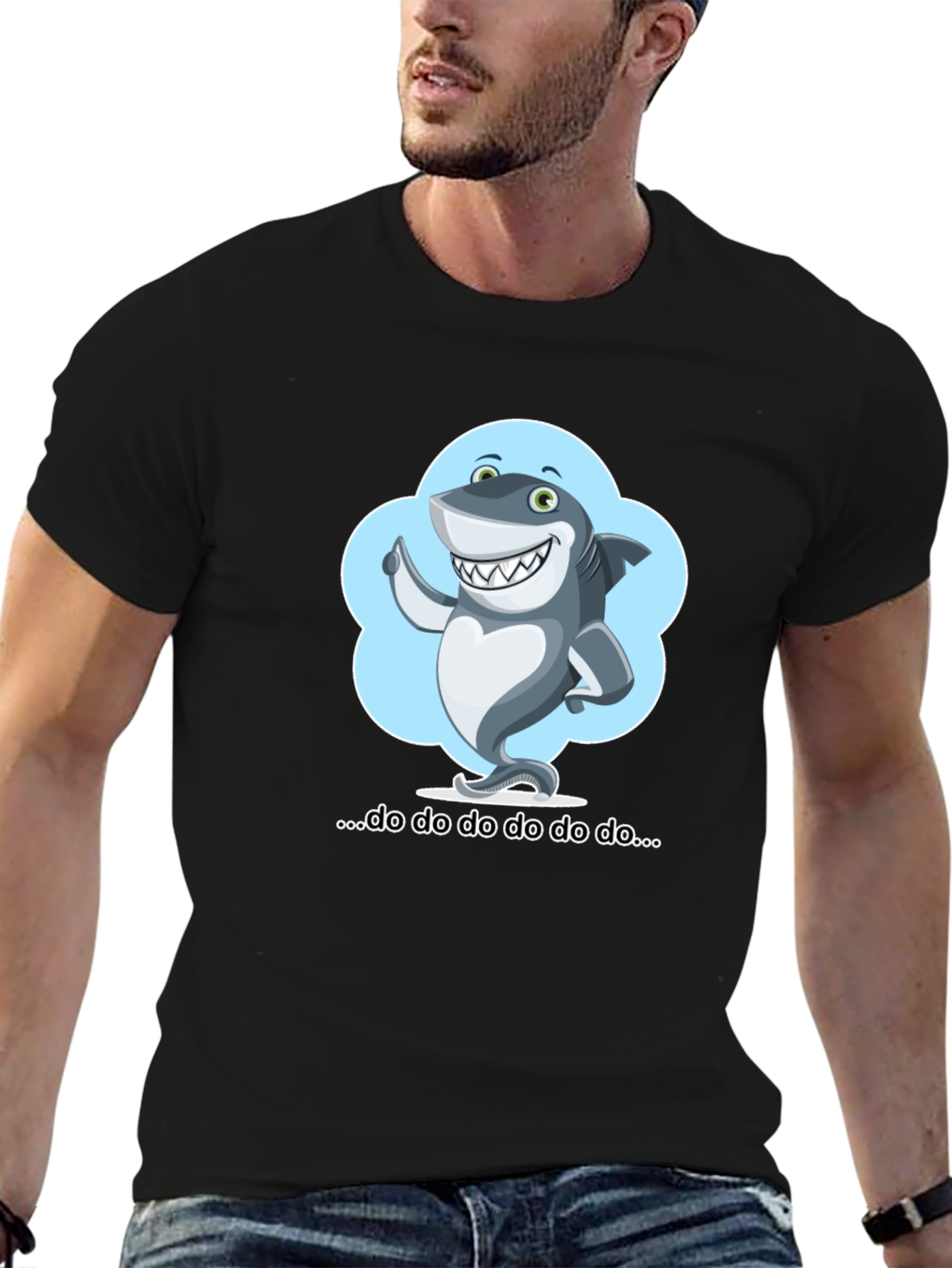 Black Cartoon Shark T-Shirt - Fun & Stylish! view 6