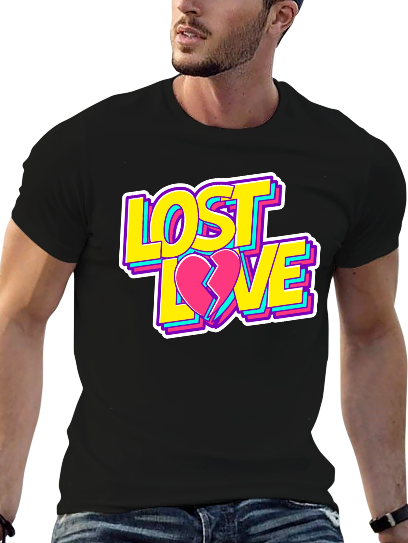 Black Lost Love Graphic T-Shirt - Casual Style view 6