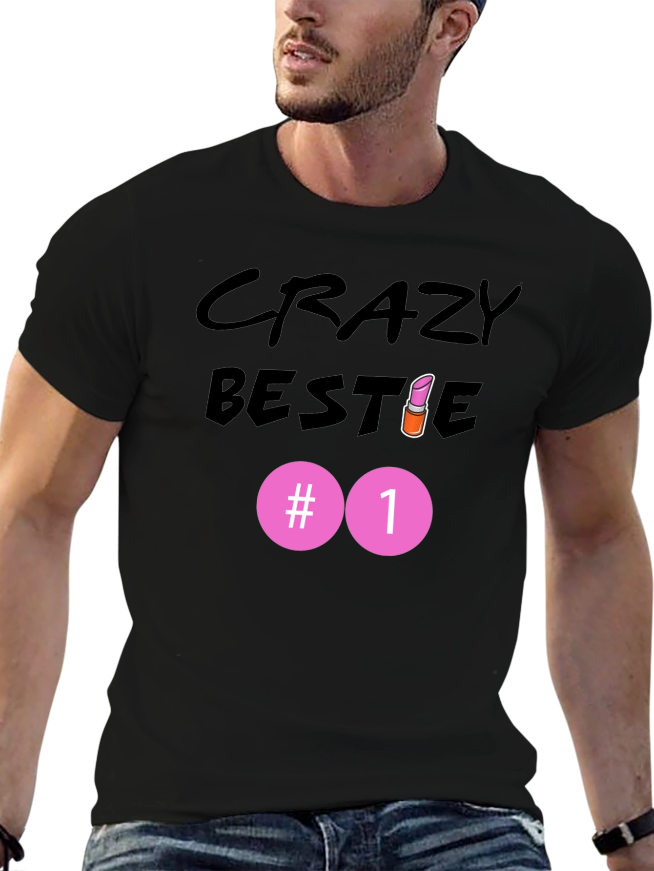 Crazy Bestie #1 Black T-Shirt - 6