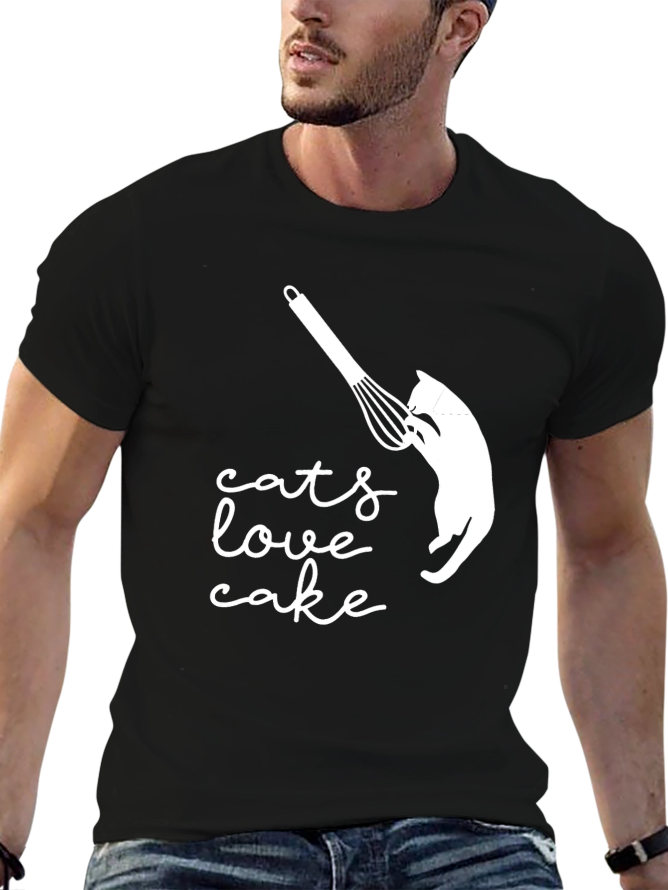 Black Cats Love Cake Graphic T-Shirt view 6