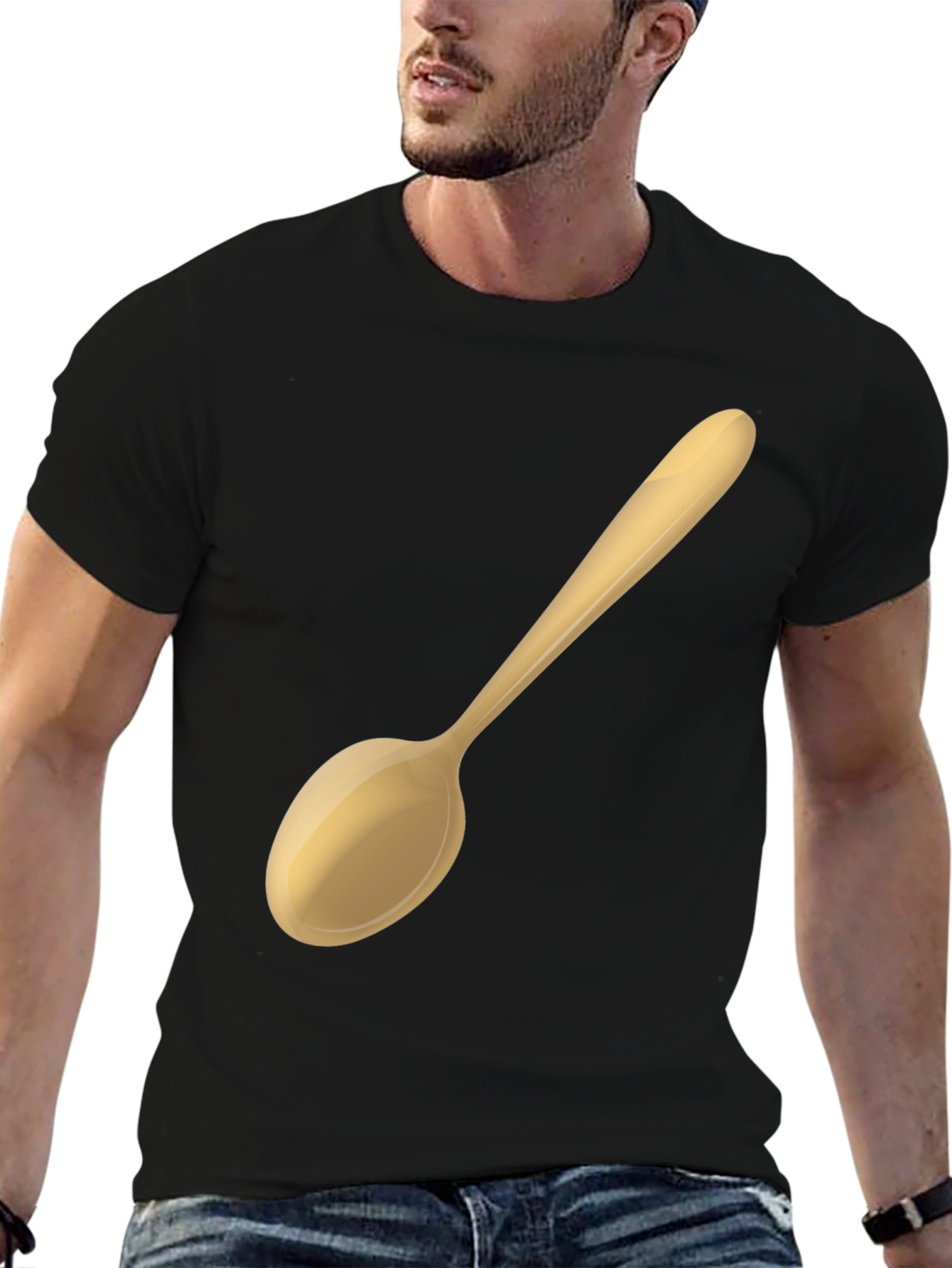 Black Spoon Graphic Black Tee - Unique Design view 6