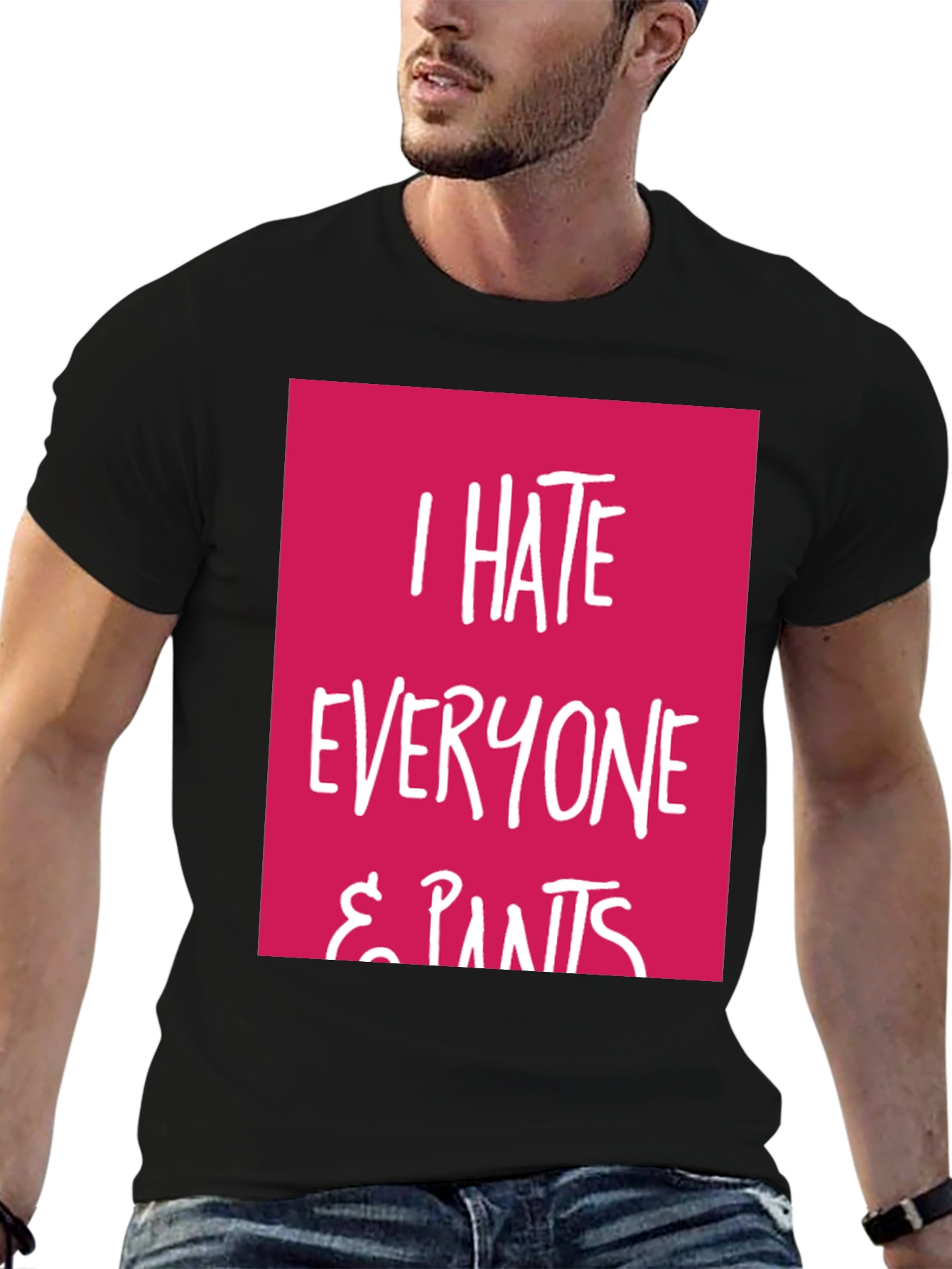 Black I Hate Everyone & Pants Graphic Tee view 6