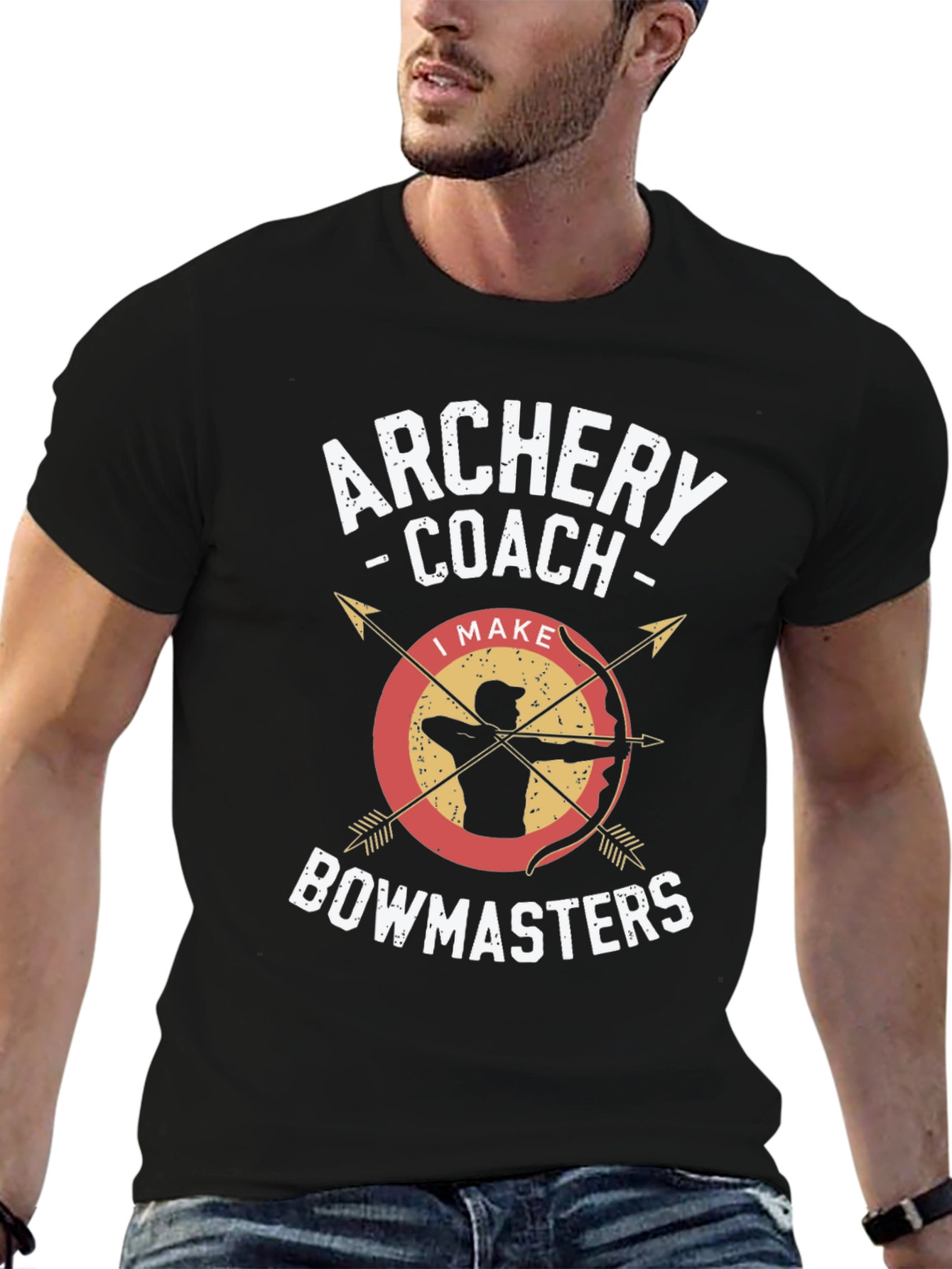 Black Archery Coach Bowmasters T-Shirt - Archery Lover Tee view 6