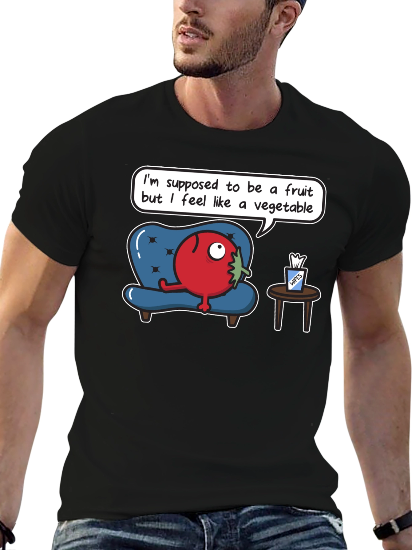 Black Funny Tomato T-Shirt - Fruit or Vegetable? view 6