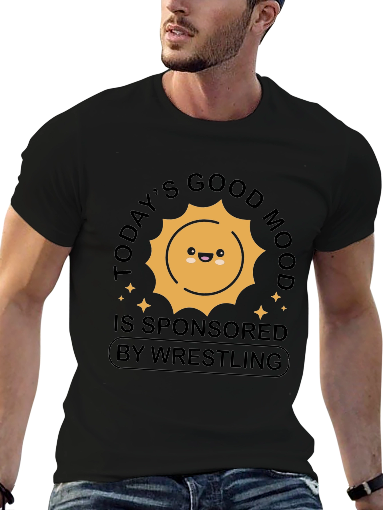Black Good Mood Wrestling T-Shirt view 6