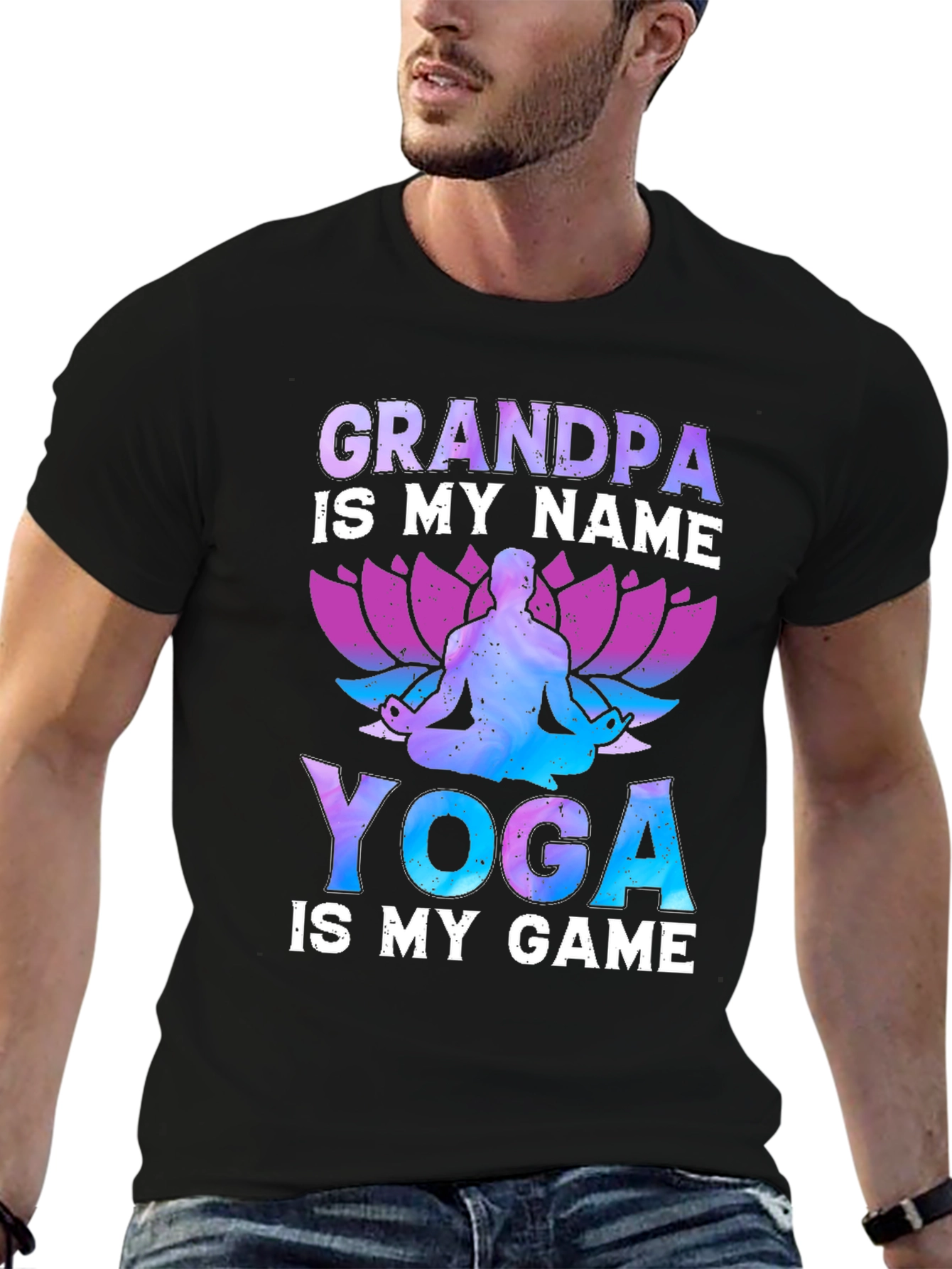 Black Grandpa Yoga T-Shirt view 6