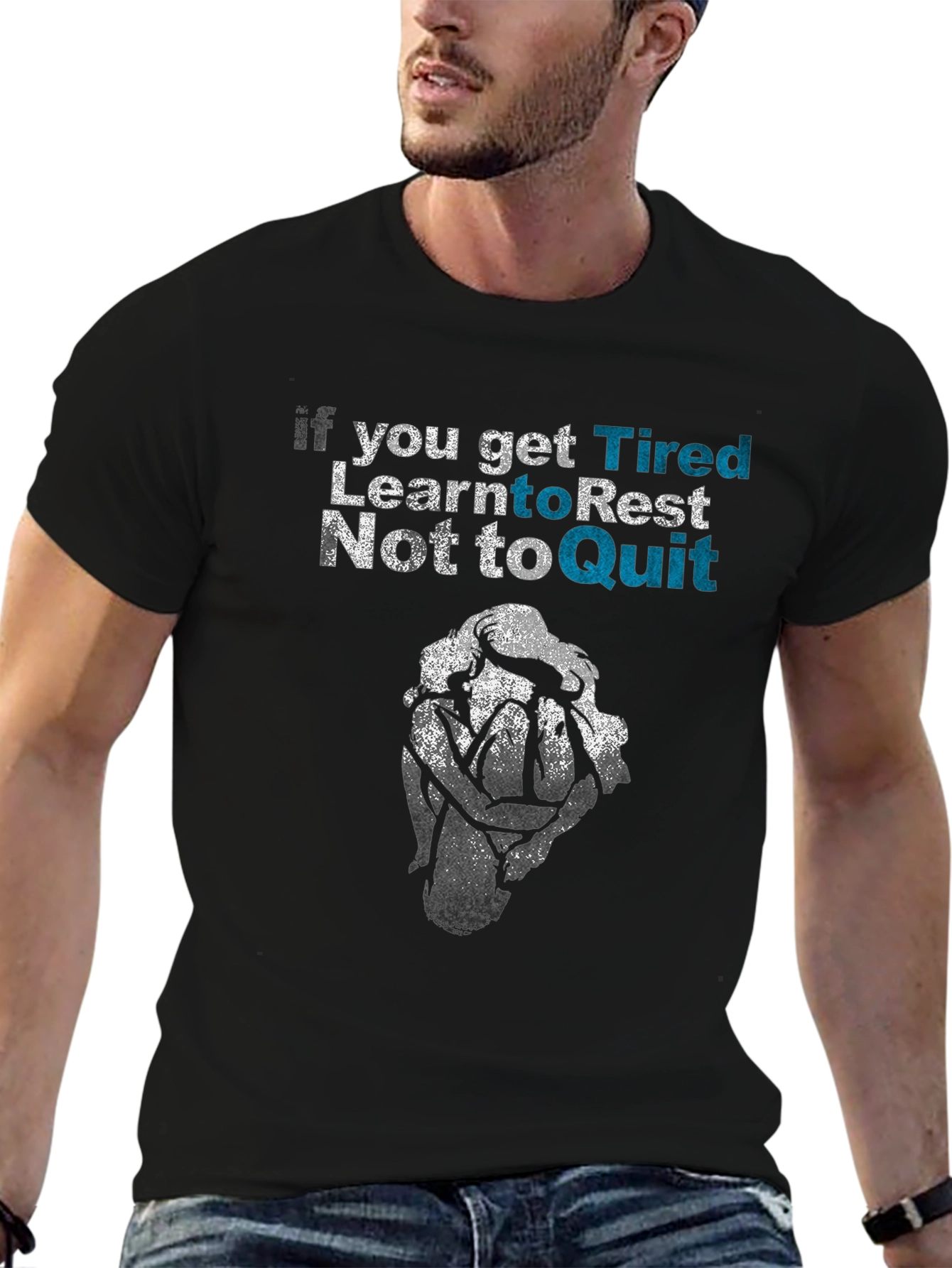 Black Motivational Graphic Tee: Rest, Don't Quit view 6