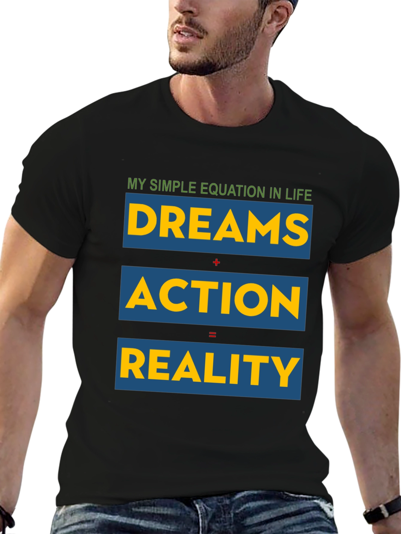 Black Dreams, Action, Reality - Equation T-Shirt view 6
