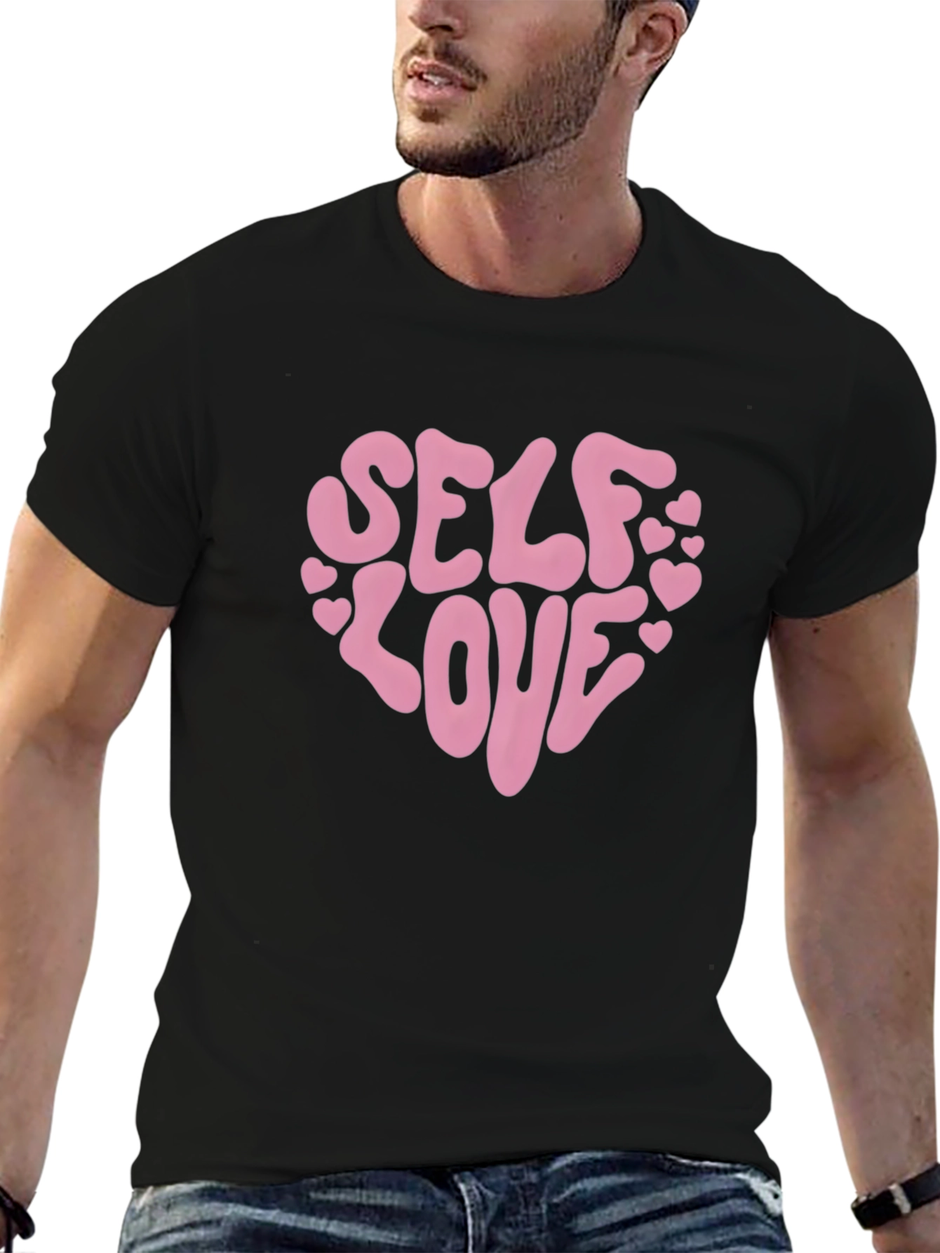 Black Self Love Heart Graphic Tee - Black view 6