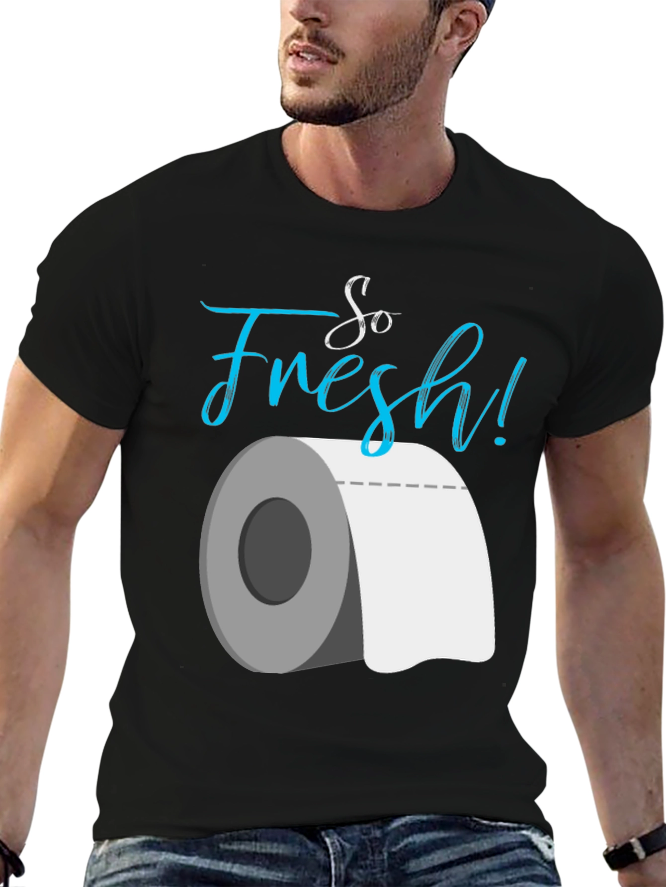 Black So Fresh Toilet Paper Graphic T-Shirt view 6