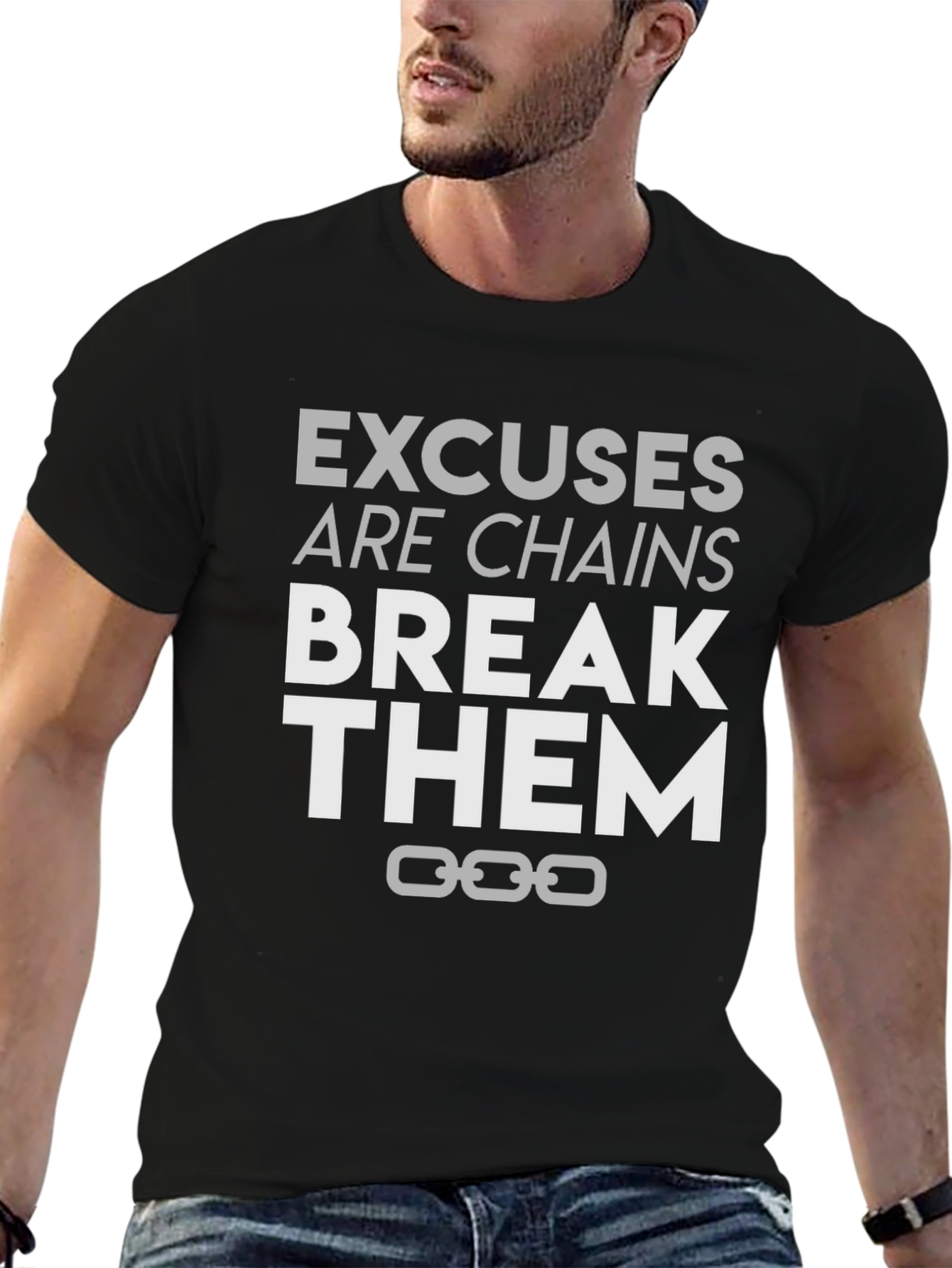 Black Motivational 'Break Them' Graphic T-Shirt view 6
