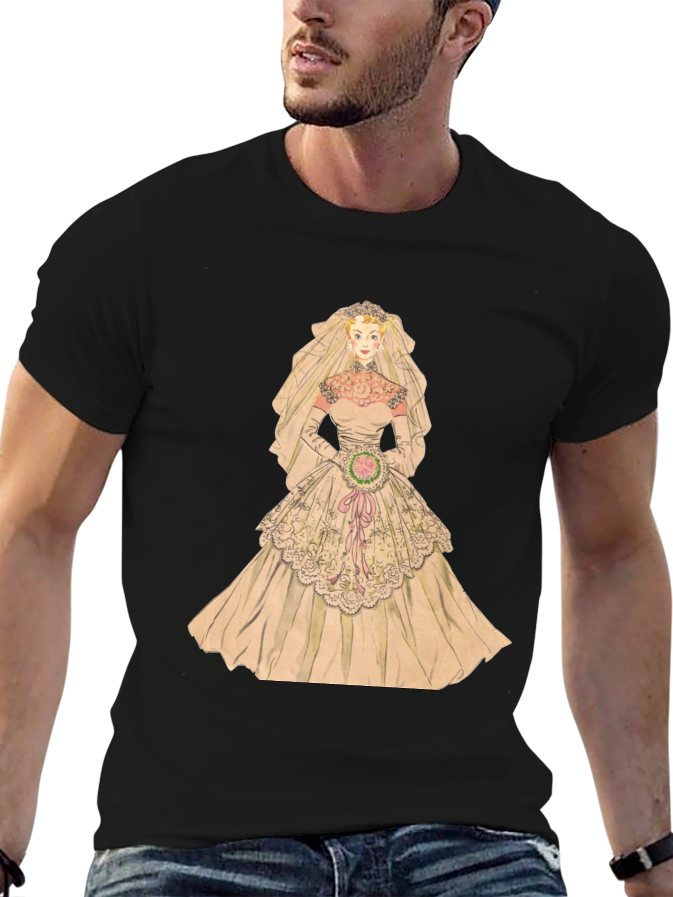 Bride T-Shirt - Vintage Wedding Dress Graphic Tee - 6