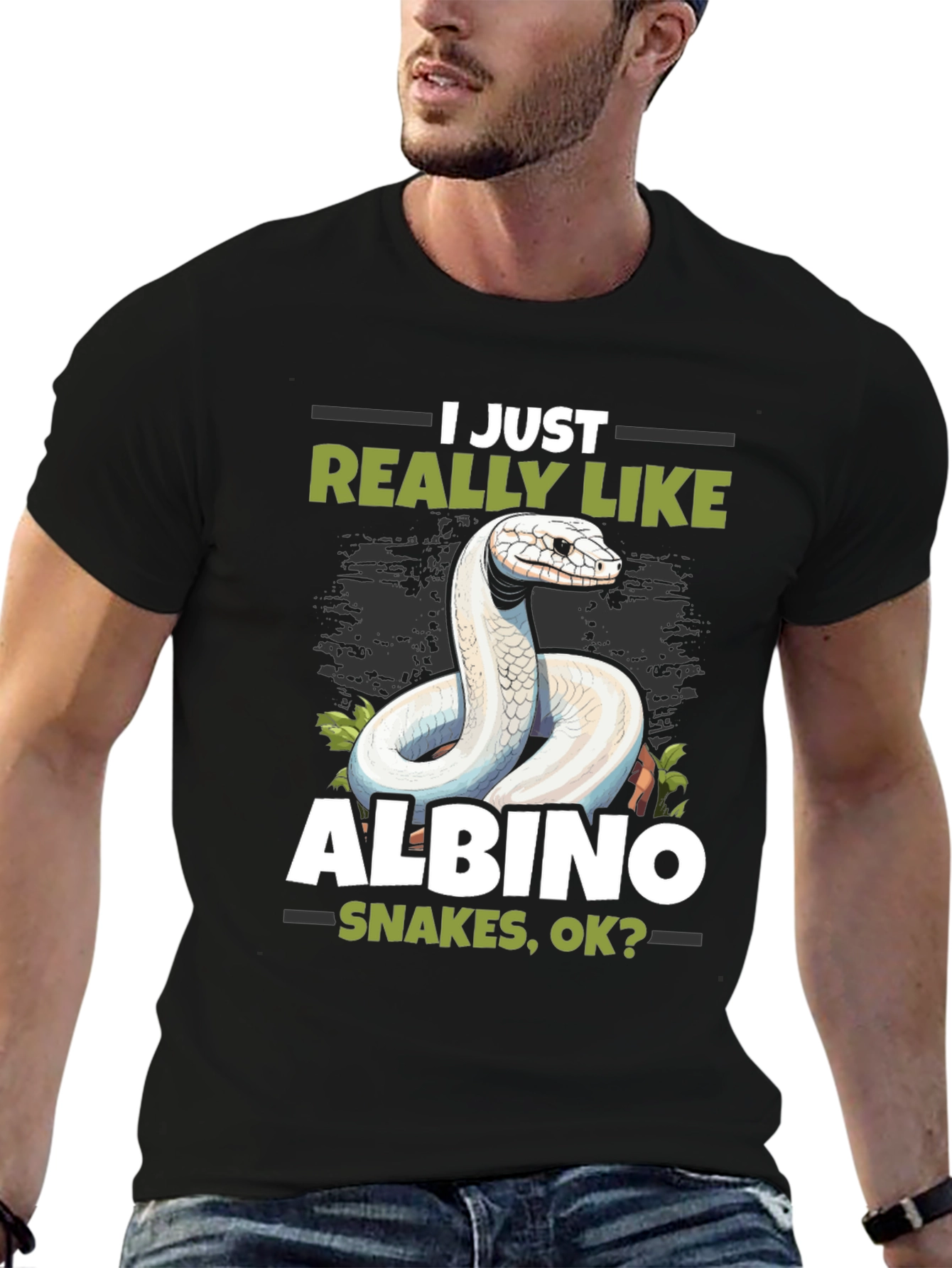 Black Albino Snake Lover T-Shirt - Reptile Pet Tee view 6