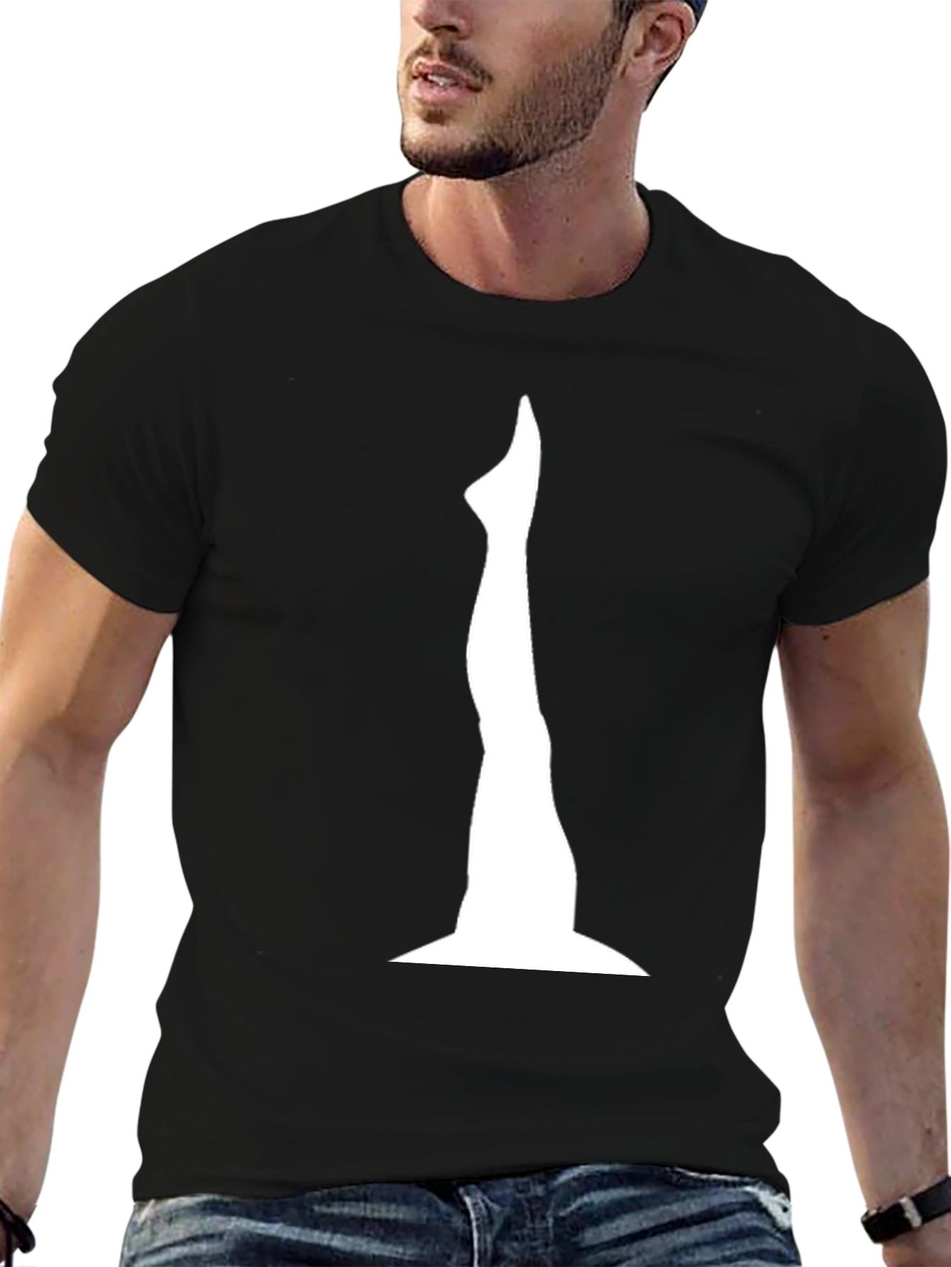 Black Statue Silhouette Graphic Tee - Stylish Black T-Shirt view 6