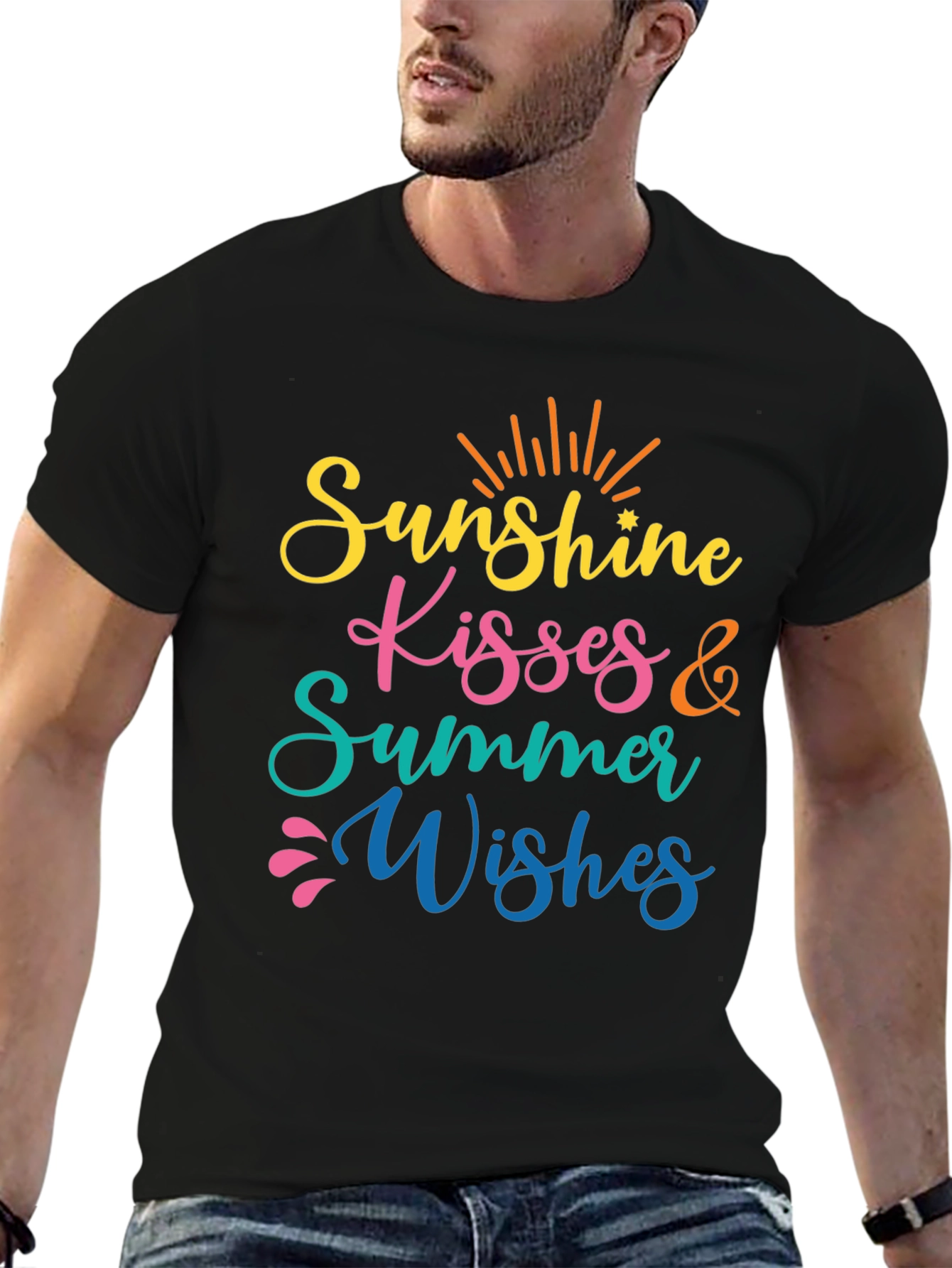 Black Sunshine Kisses Summer Wishes Black Tee view 6
