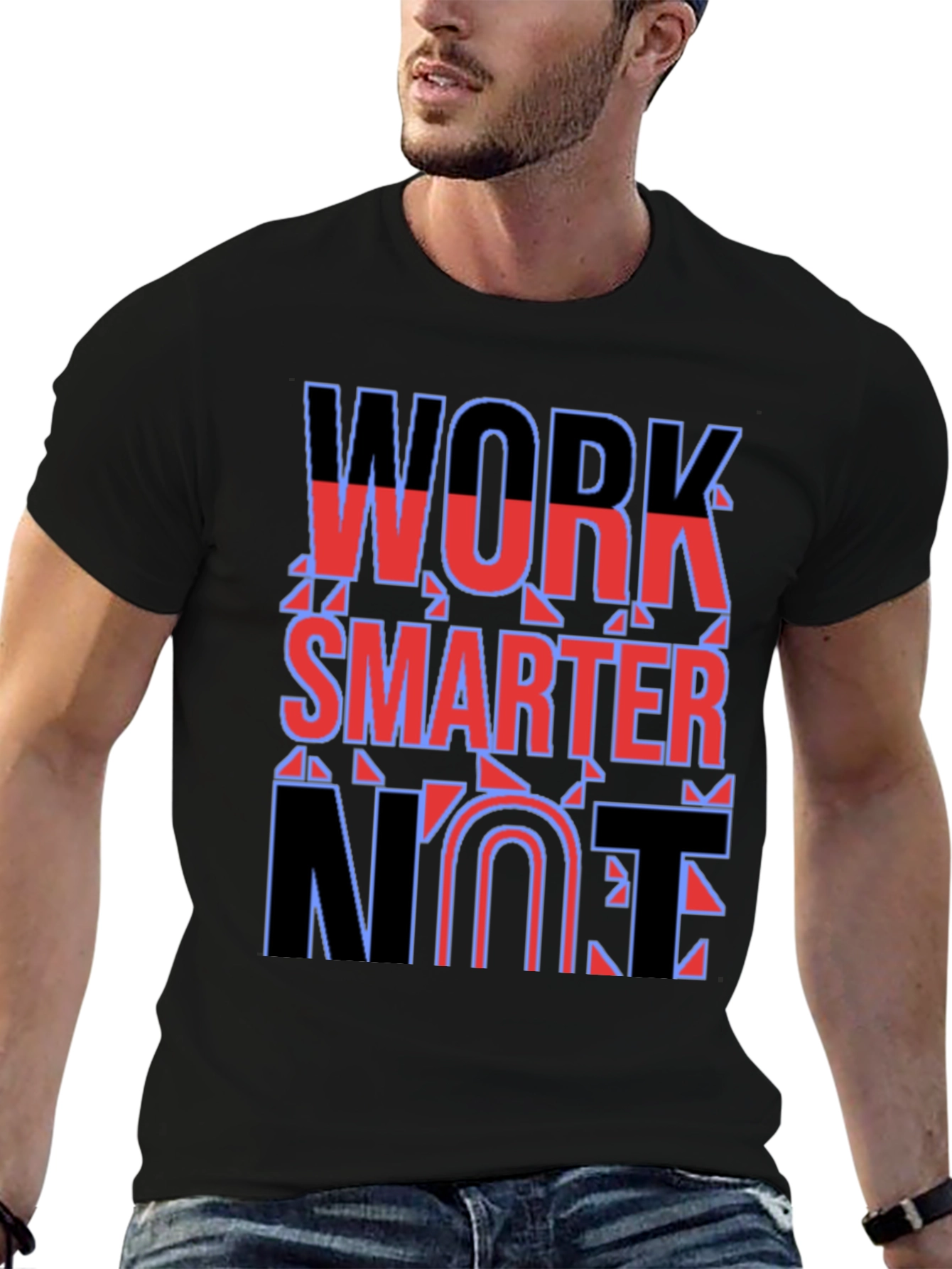 Black Work Smarter Not Fun T-Shirt view 6