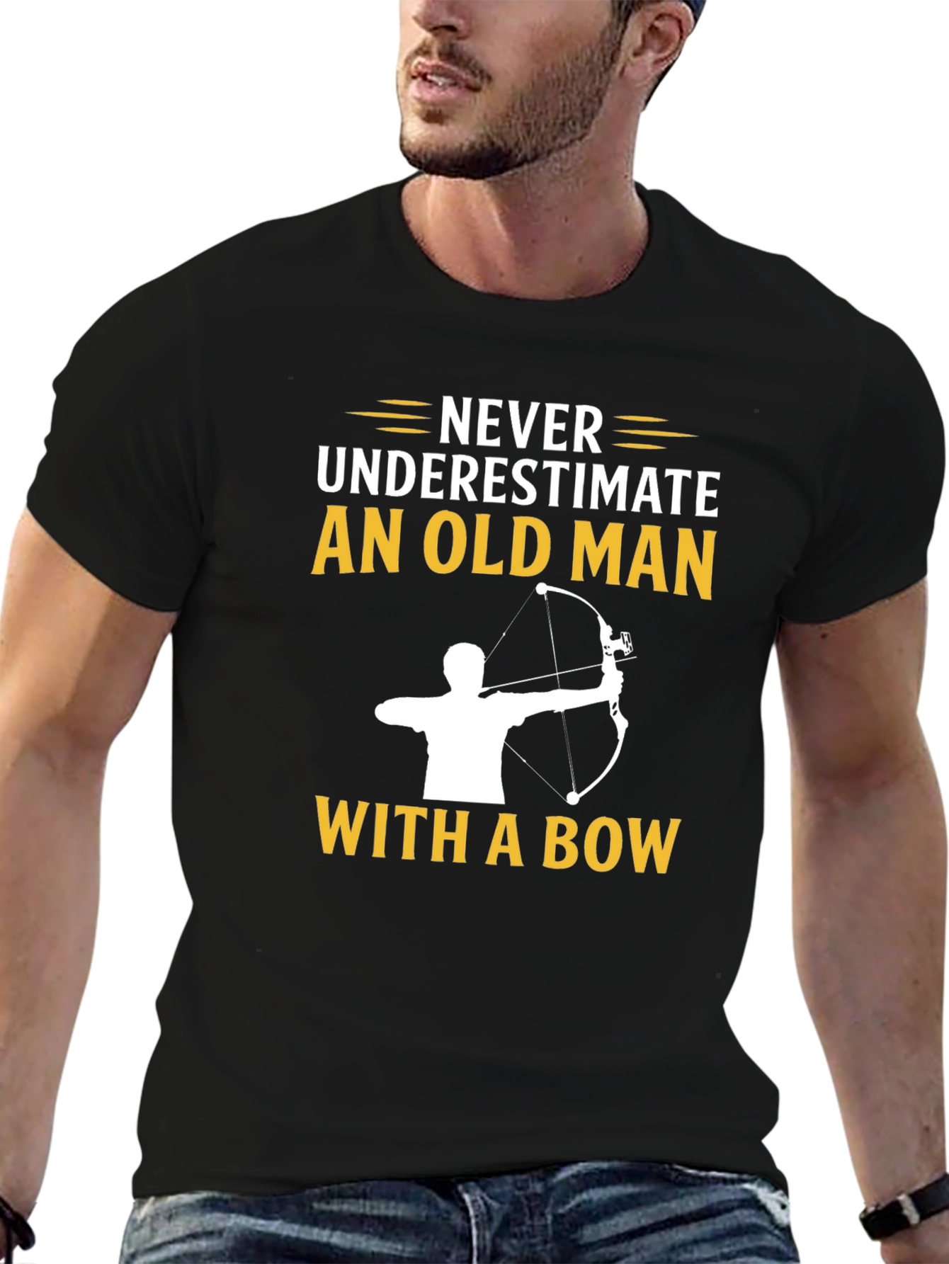 Never Underestimate an Old Man With a Bow T-Shirt - 6