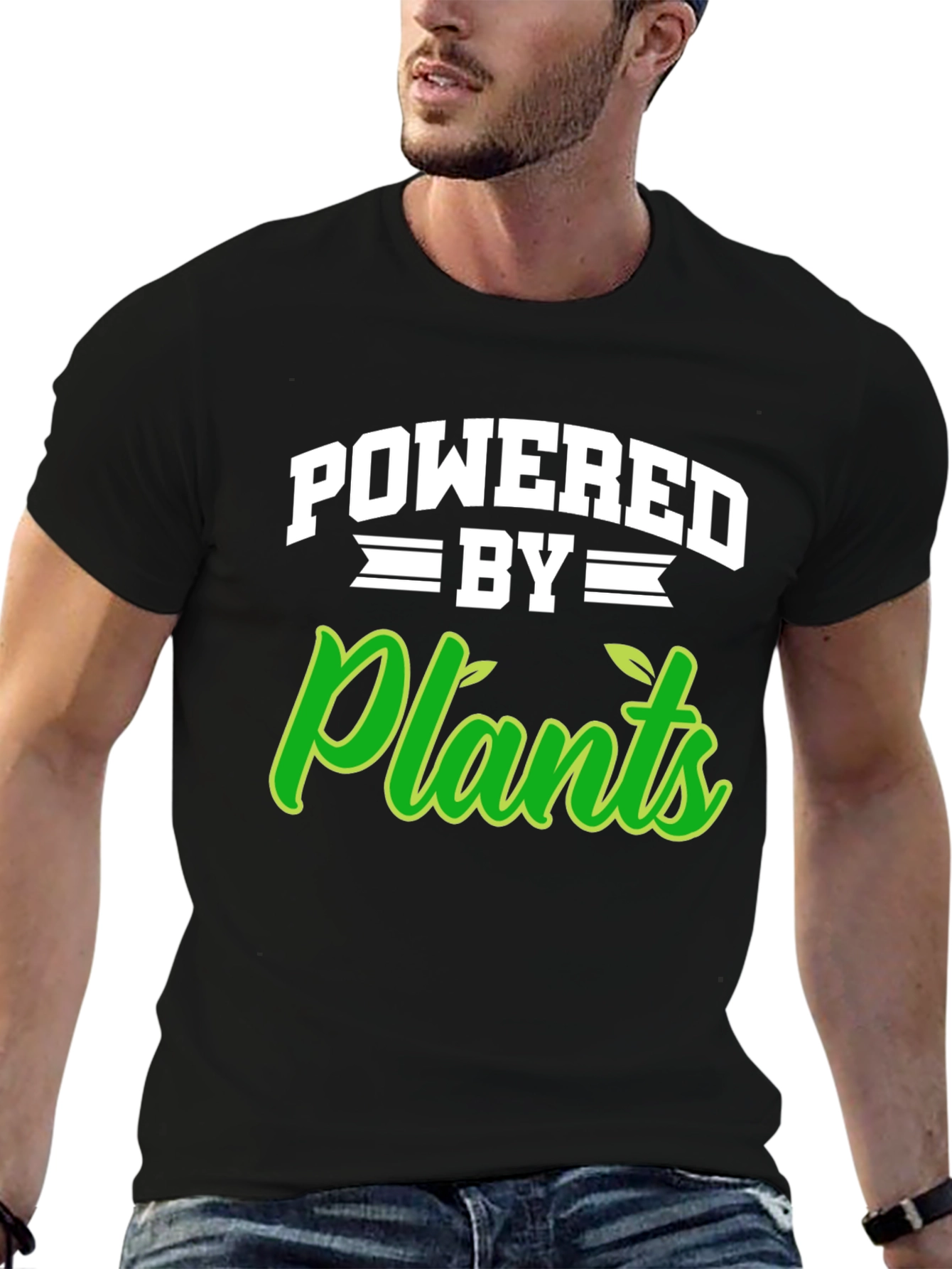 Black Powered by Plants Black T-Shirt view 6