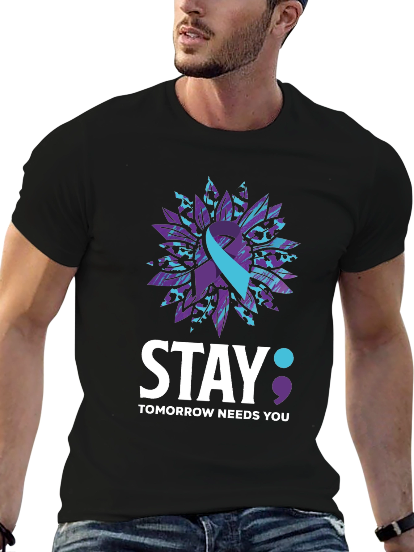 Black Stay Tomorrow Needs You Awareness T-Shirt view 6