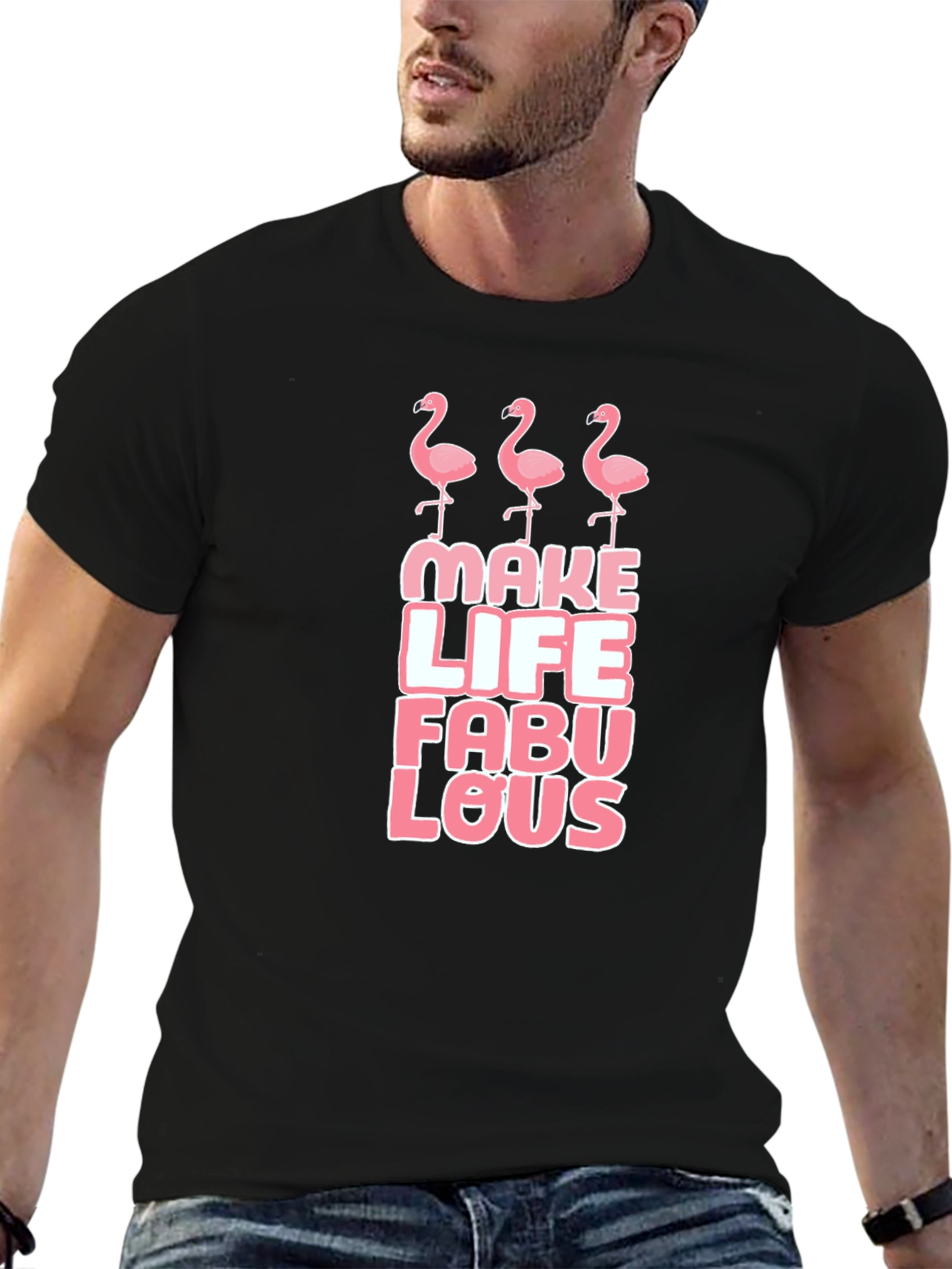 Black Make Life Fabulous Flamingo T-Shirt view 6