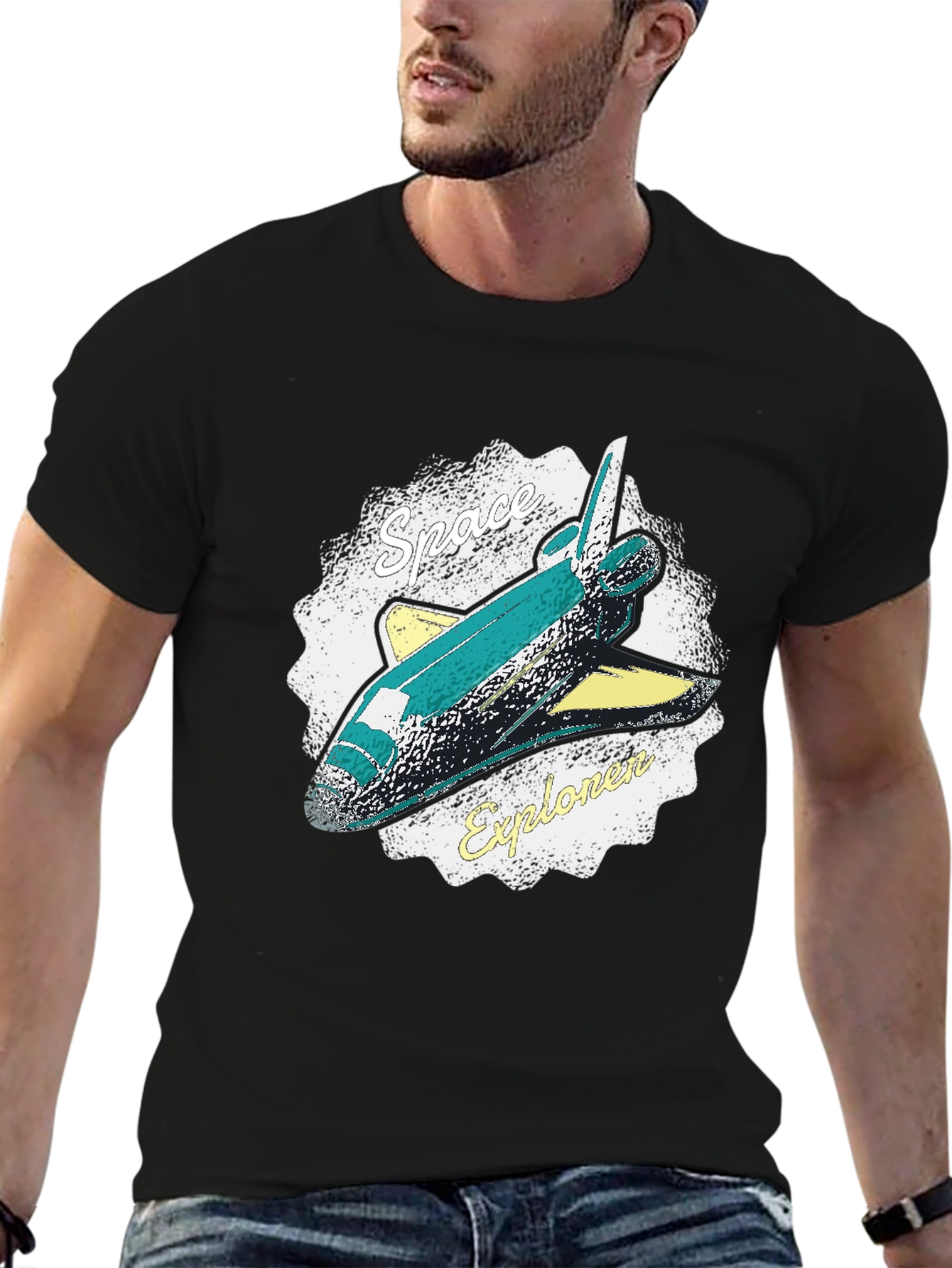 Black Space Explorer Graphic T-Shirt view 6
