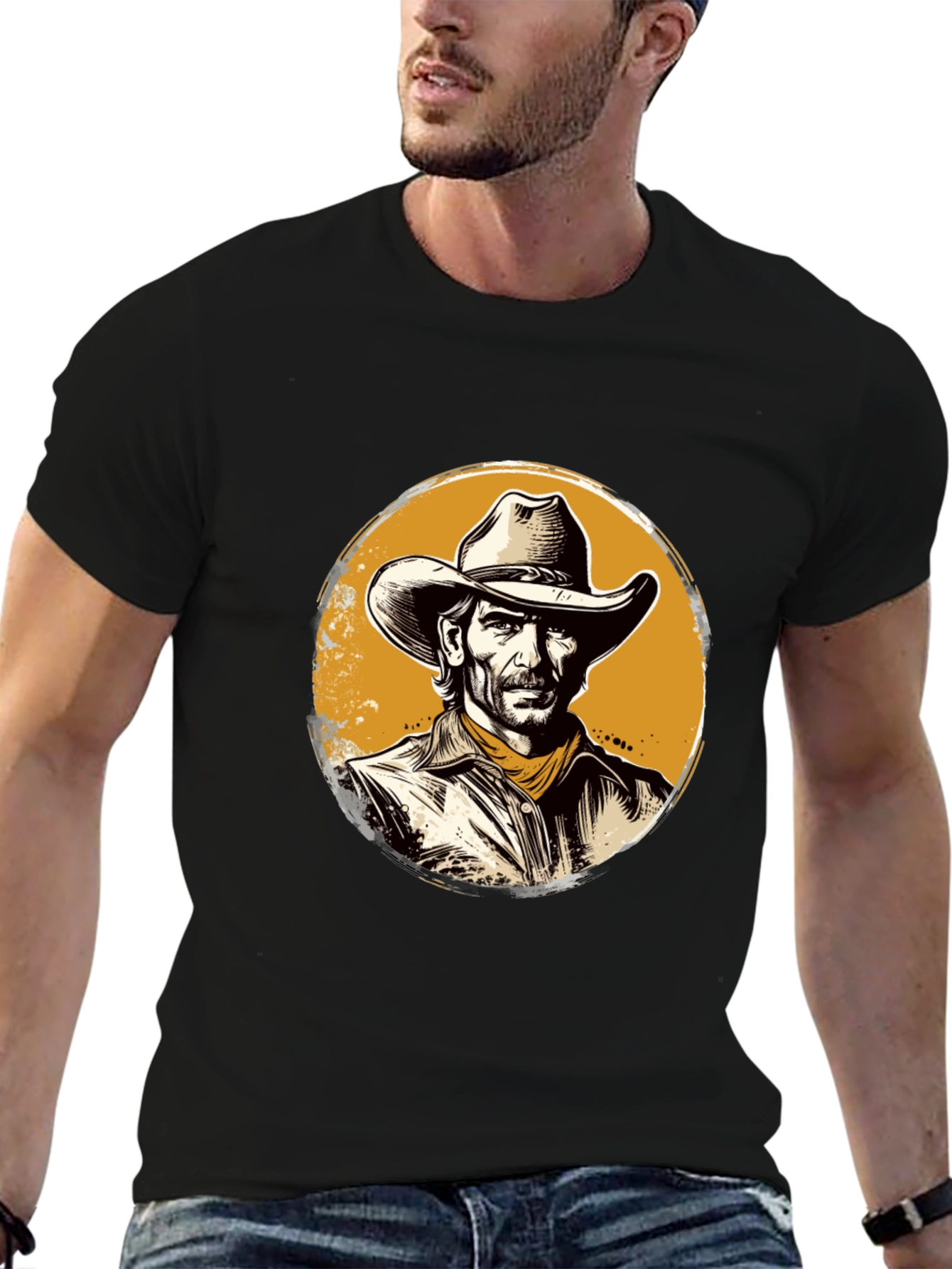 Black Cowboy Graphic Black T-Shirt view 6
