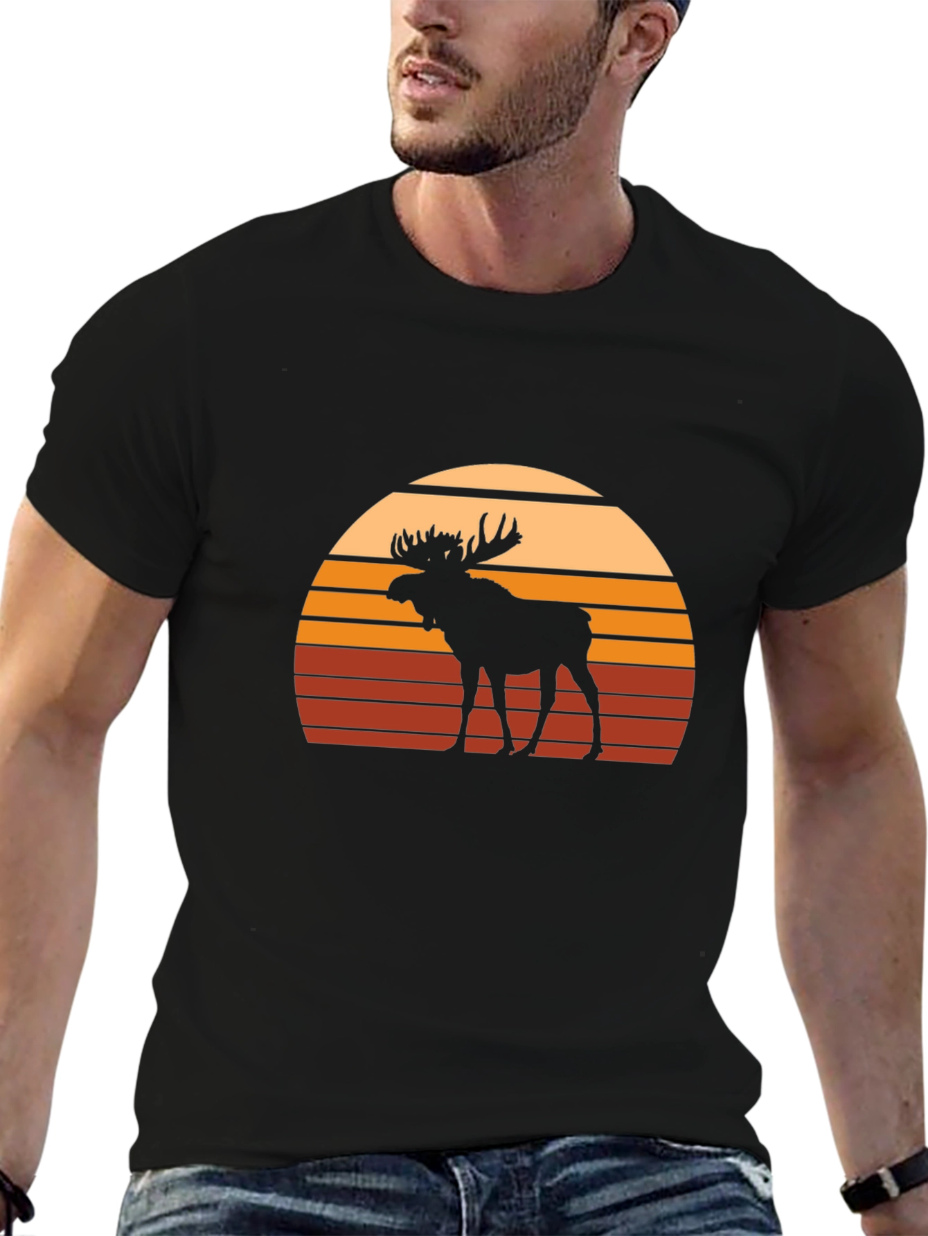 Black Moose Sunset Graphic Tee - Black Casual Shirt view 6