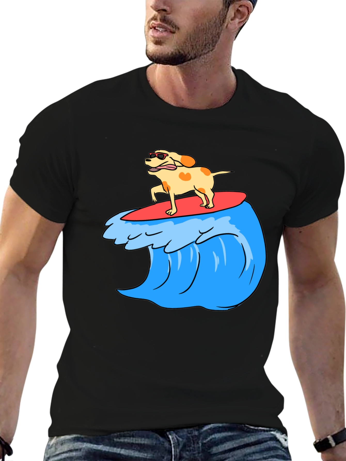 Black Dog Surfing Wave Graphic Tee view 6
