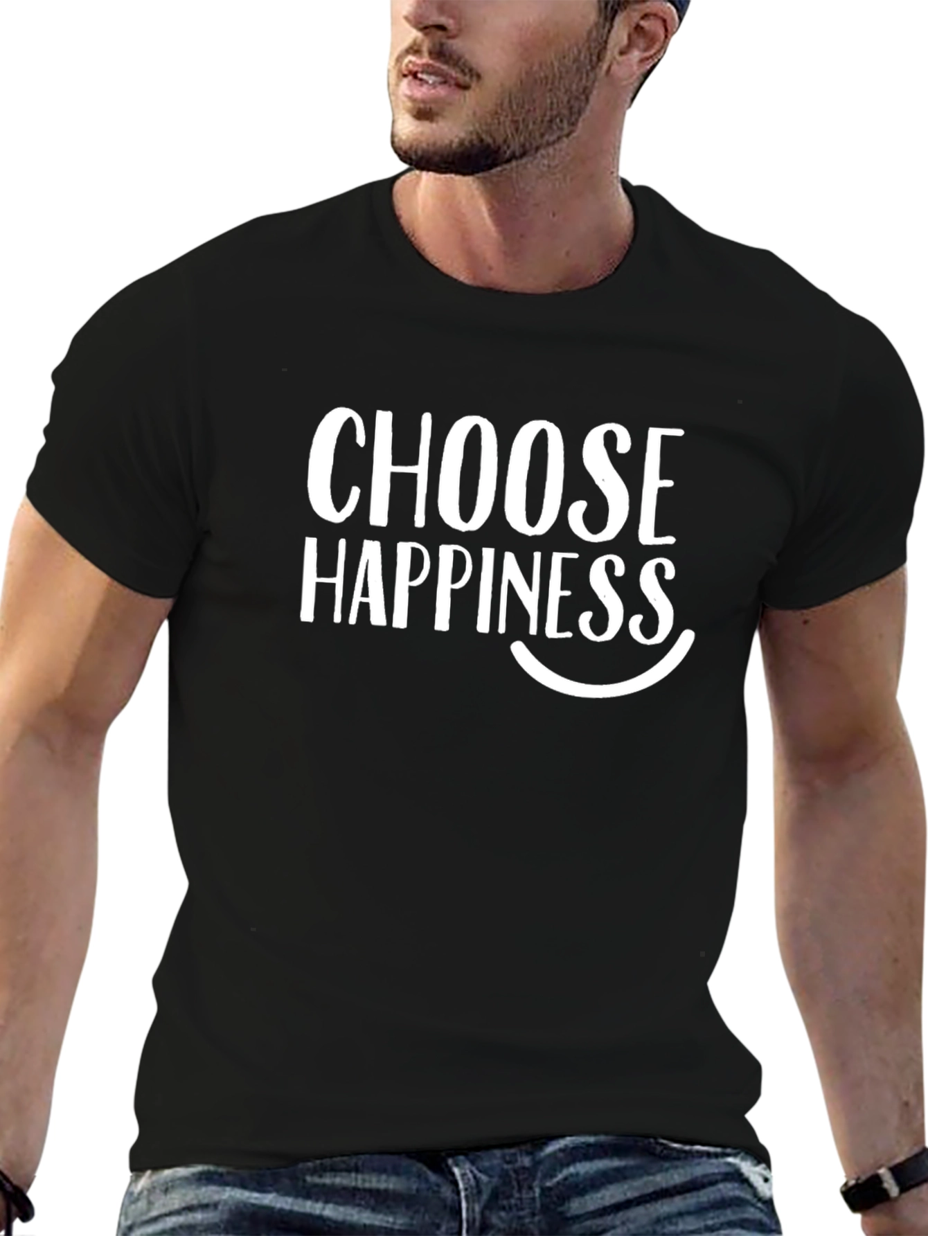 Black Choose Happiness Black T-Shirt view 6