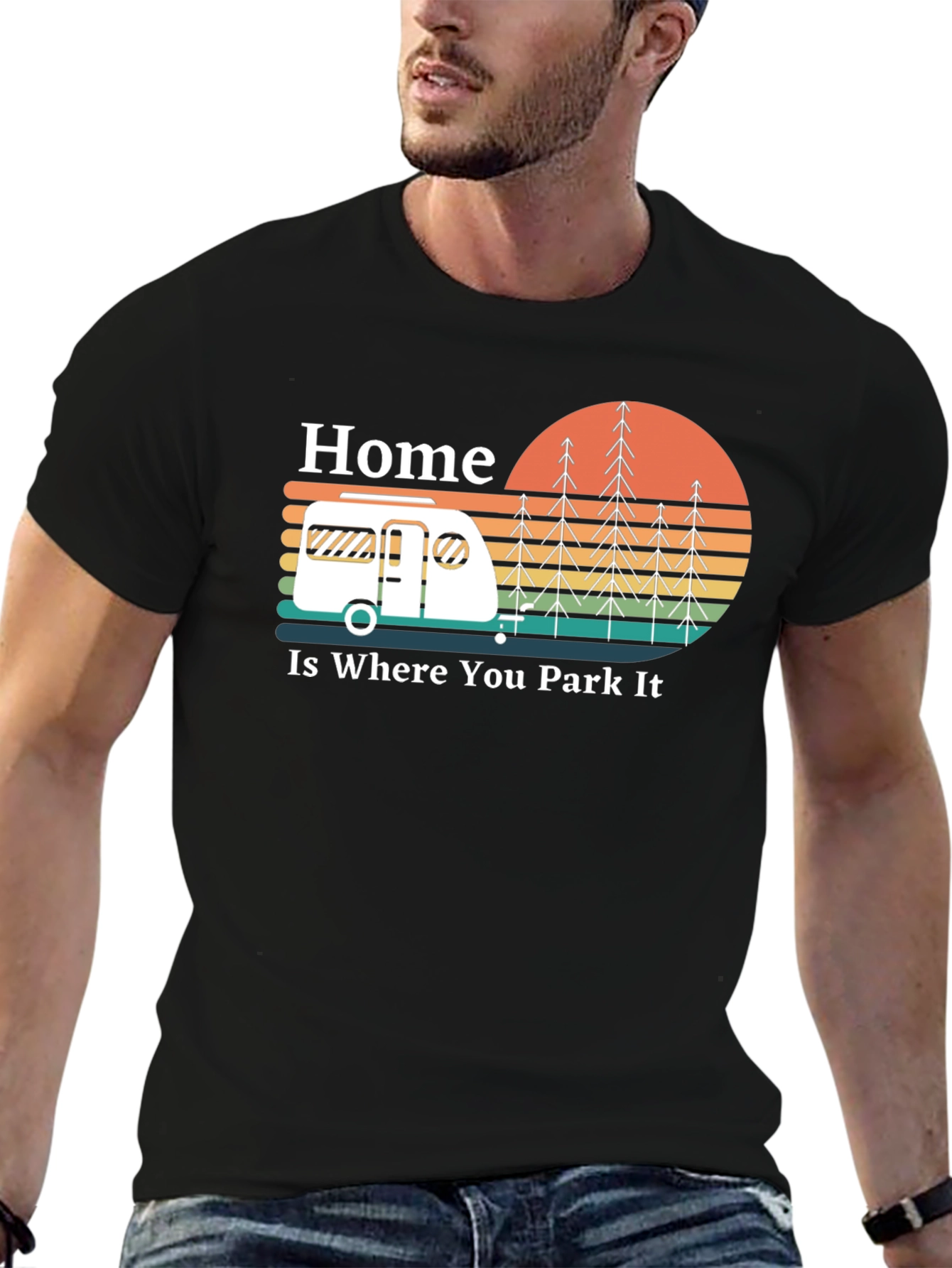 Black Home is Where You Park It - Camper T-Shirt view 6