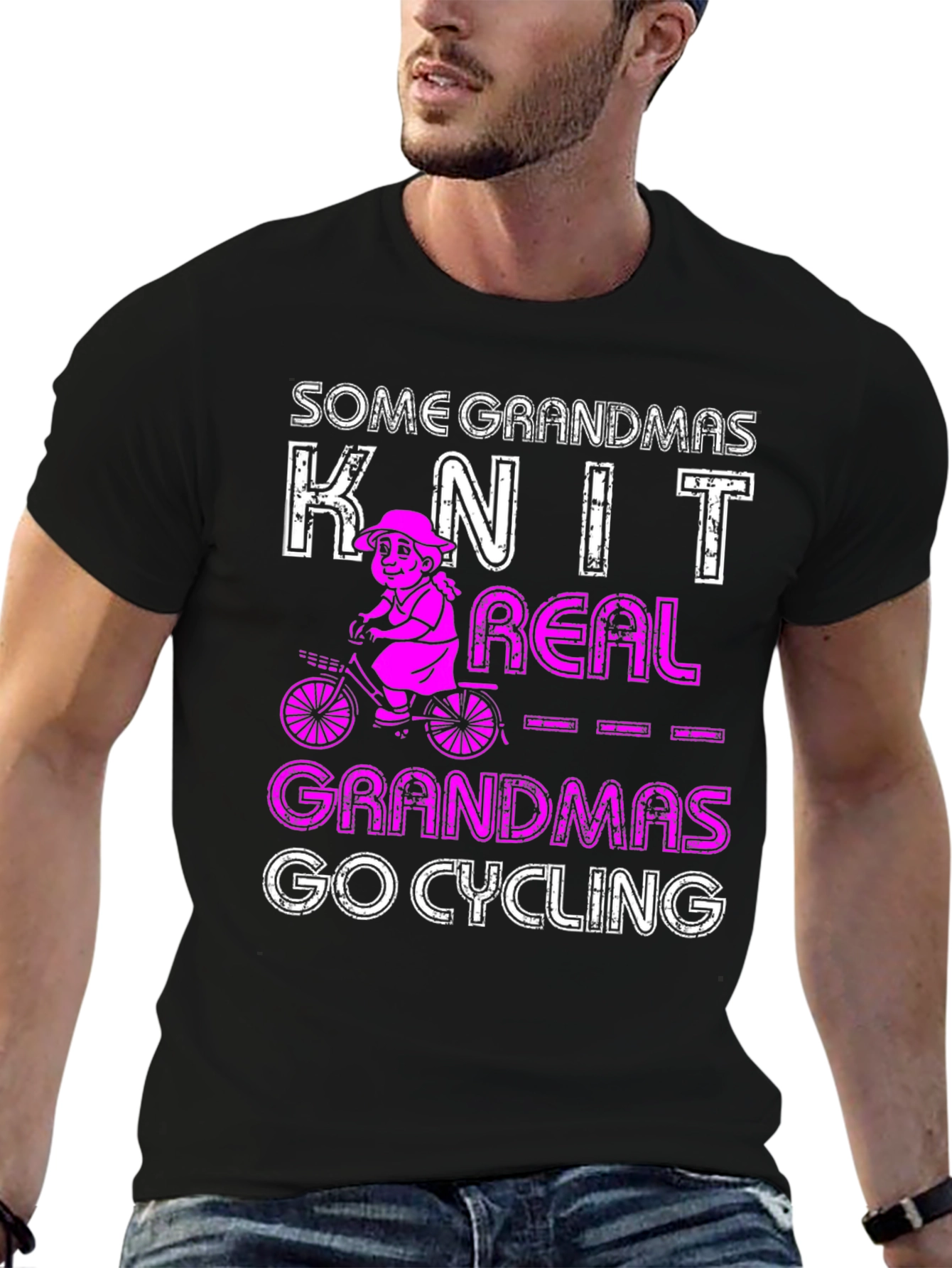 Black Cycling Grandma Graphic Tee - Knit vs. Cycle view 6