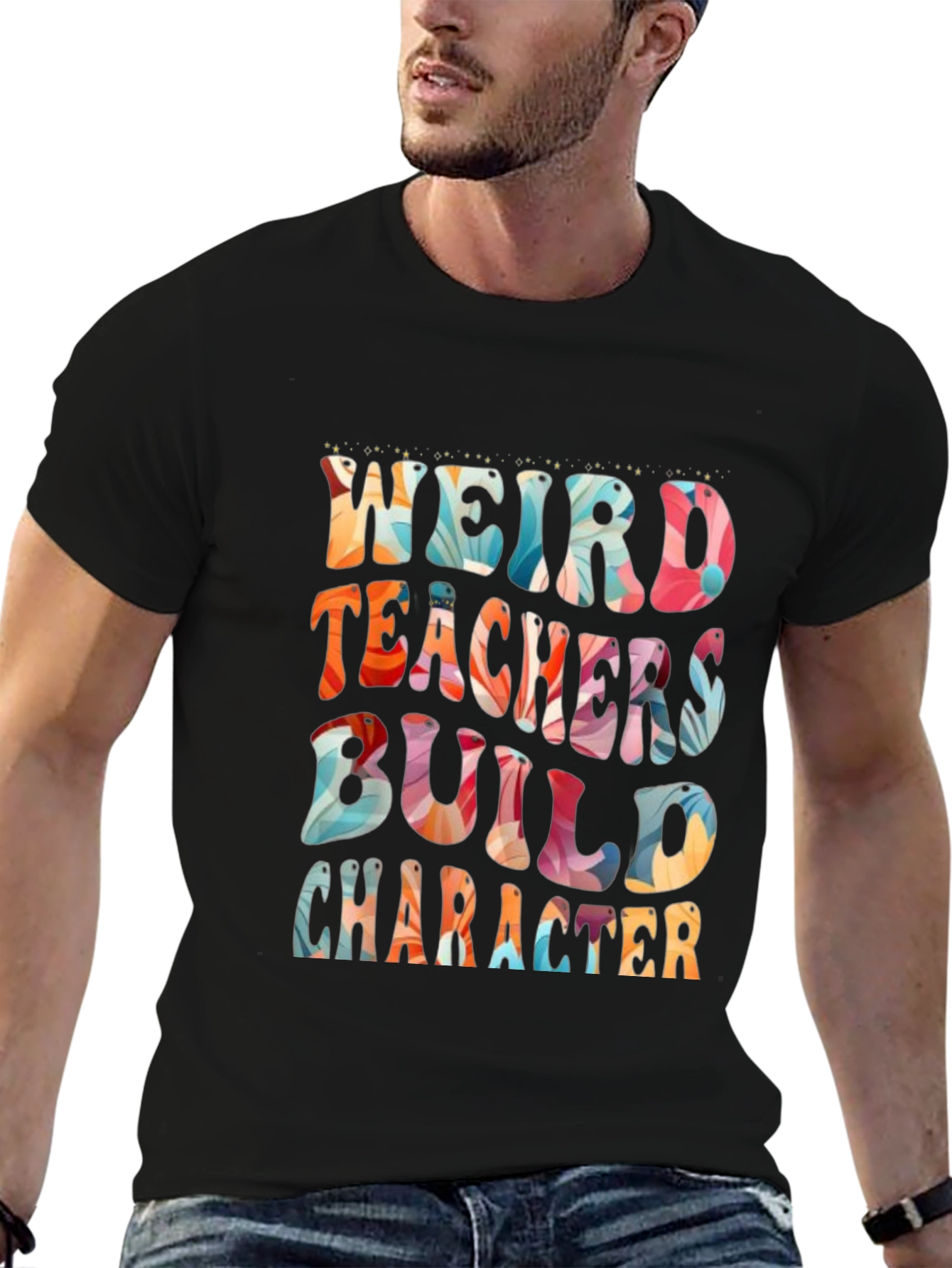 Black Weird Teachers Build Character T-Shirt view 6