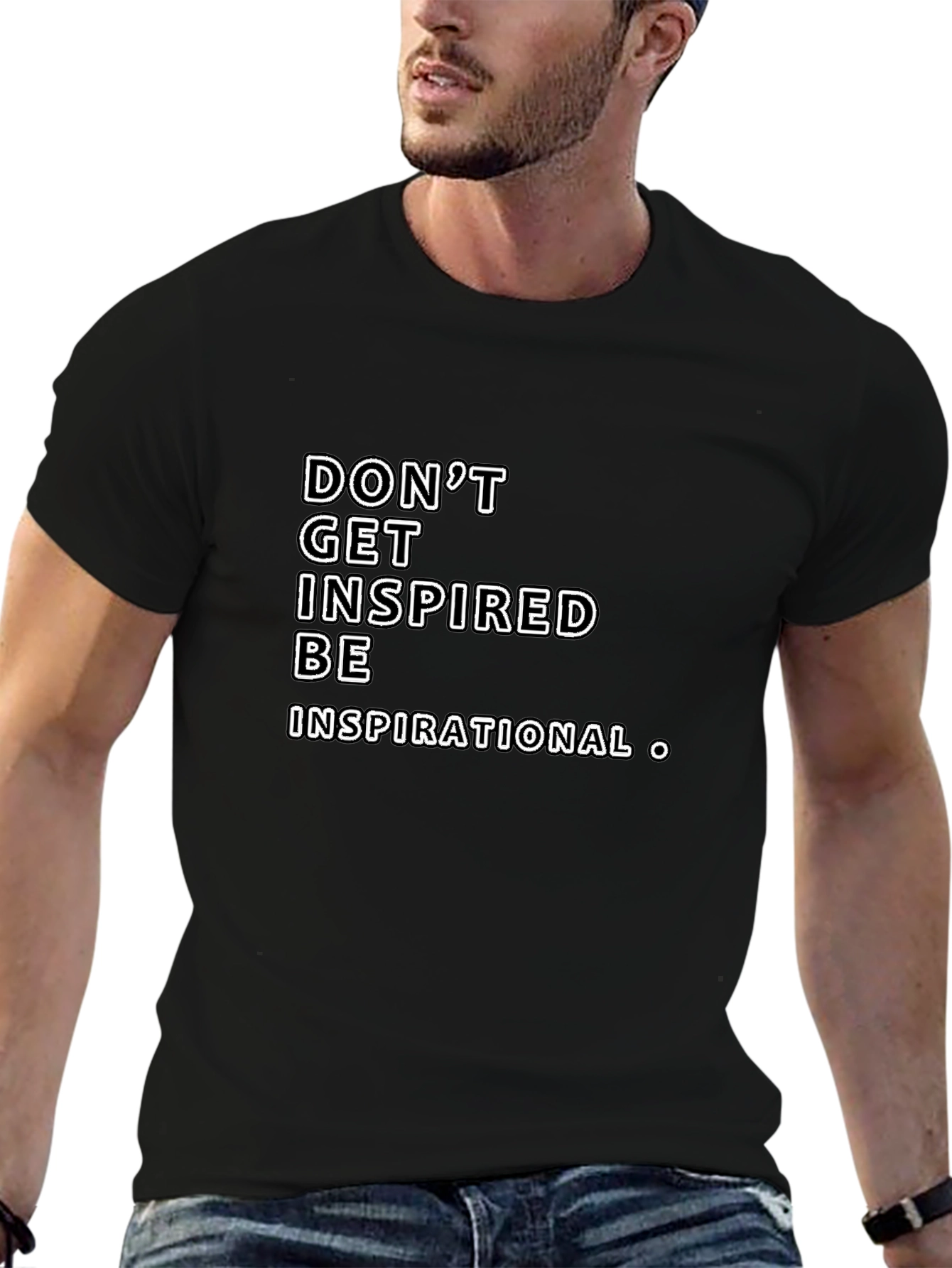 Black Inspiring Black Graphic Tee - Be Inspirational view 6