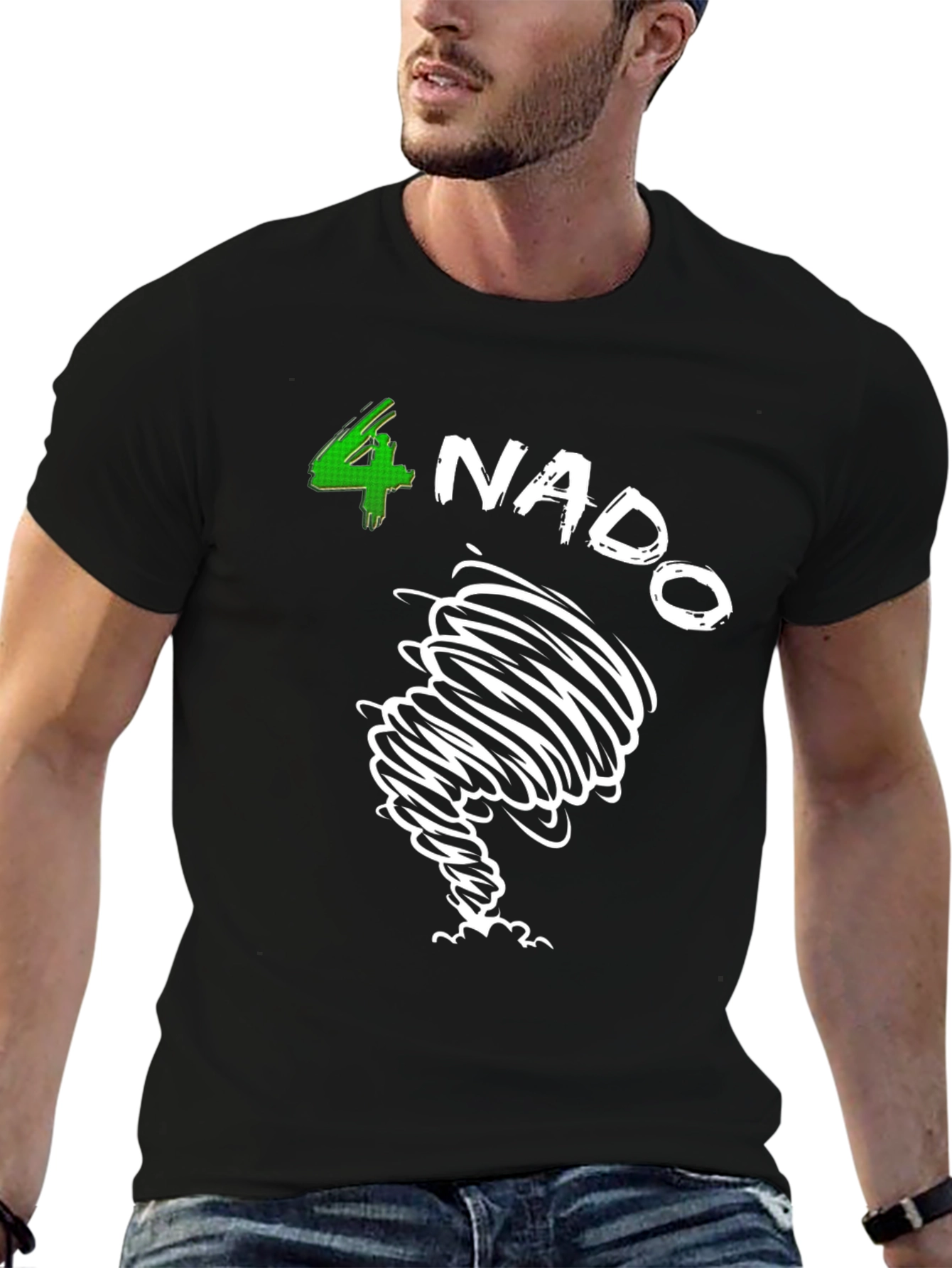 Black 4 Nado Tornado Graphic Black T-Shirt view 6