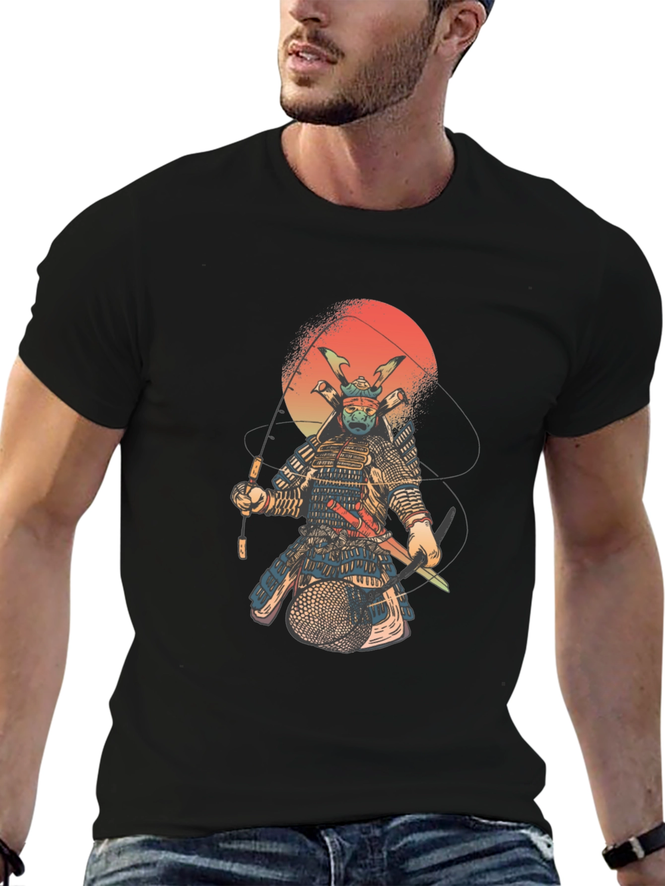 Black Samurai Fishing T-Shirt - Black view 6