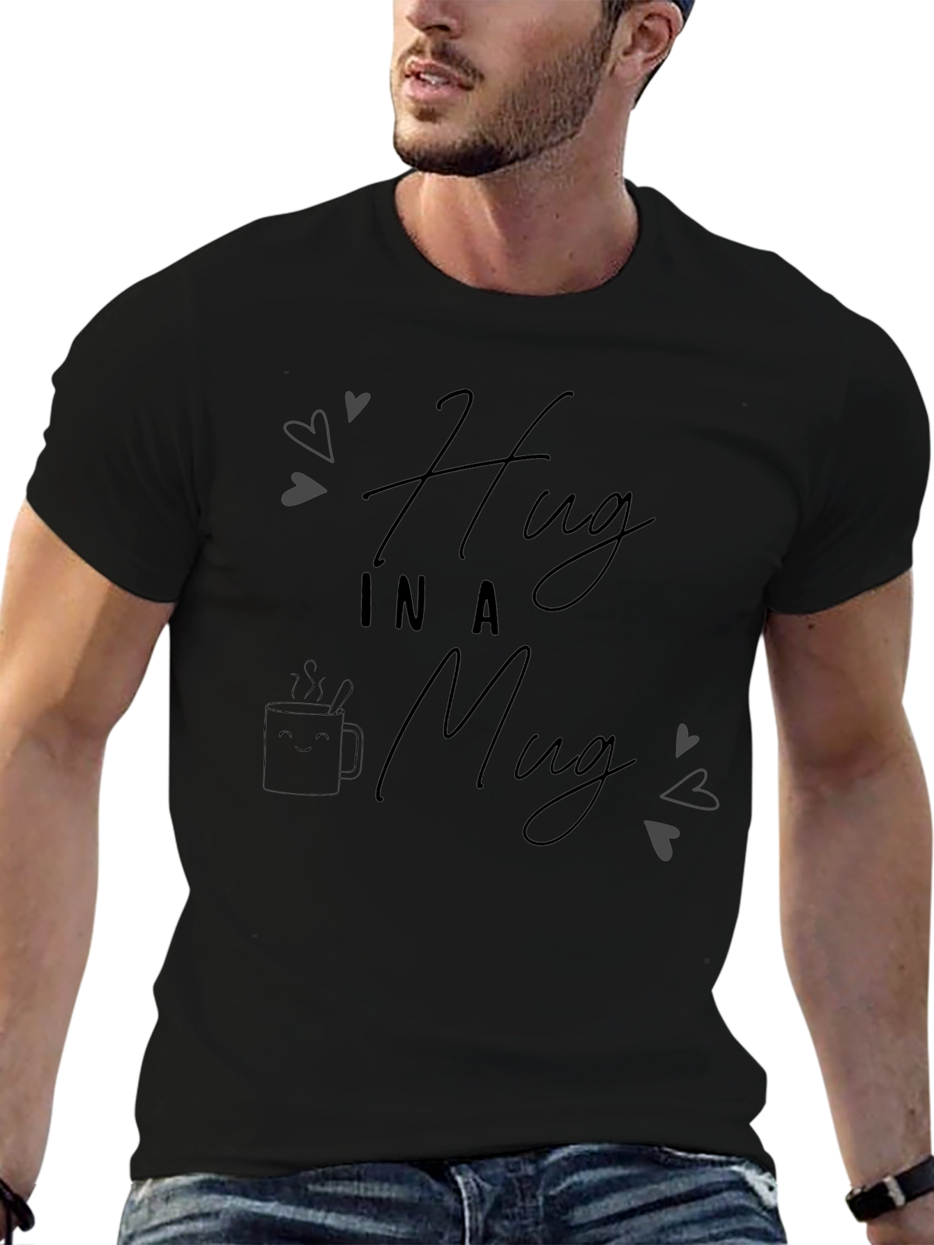 Black Hug in a Mug Black T-Shirt view 6