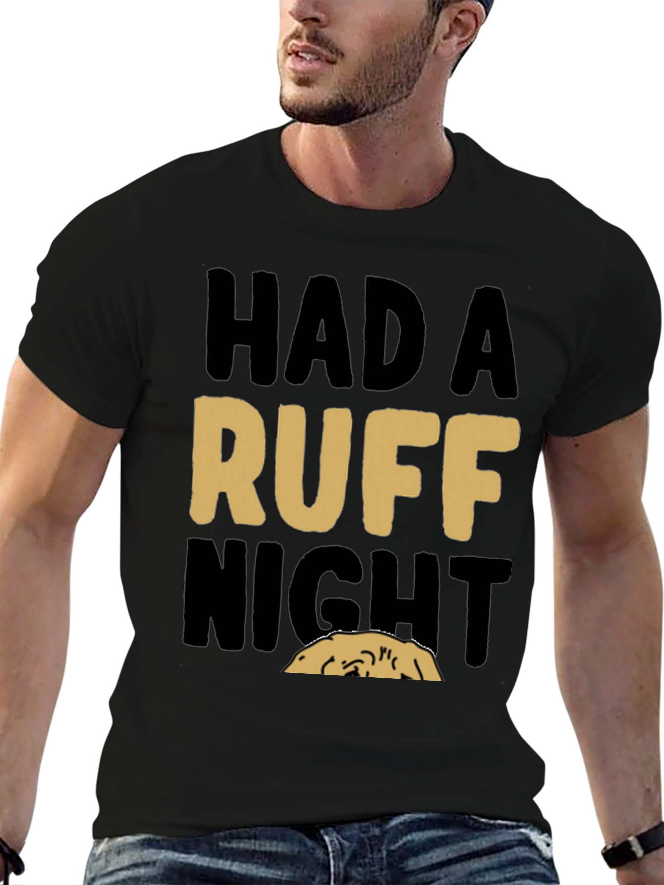 Black Had a Ruff Night T-Shirt - Comfortable Cotton Blend view 6